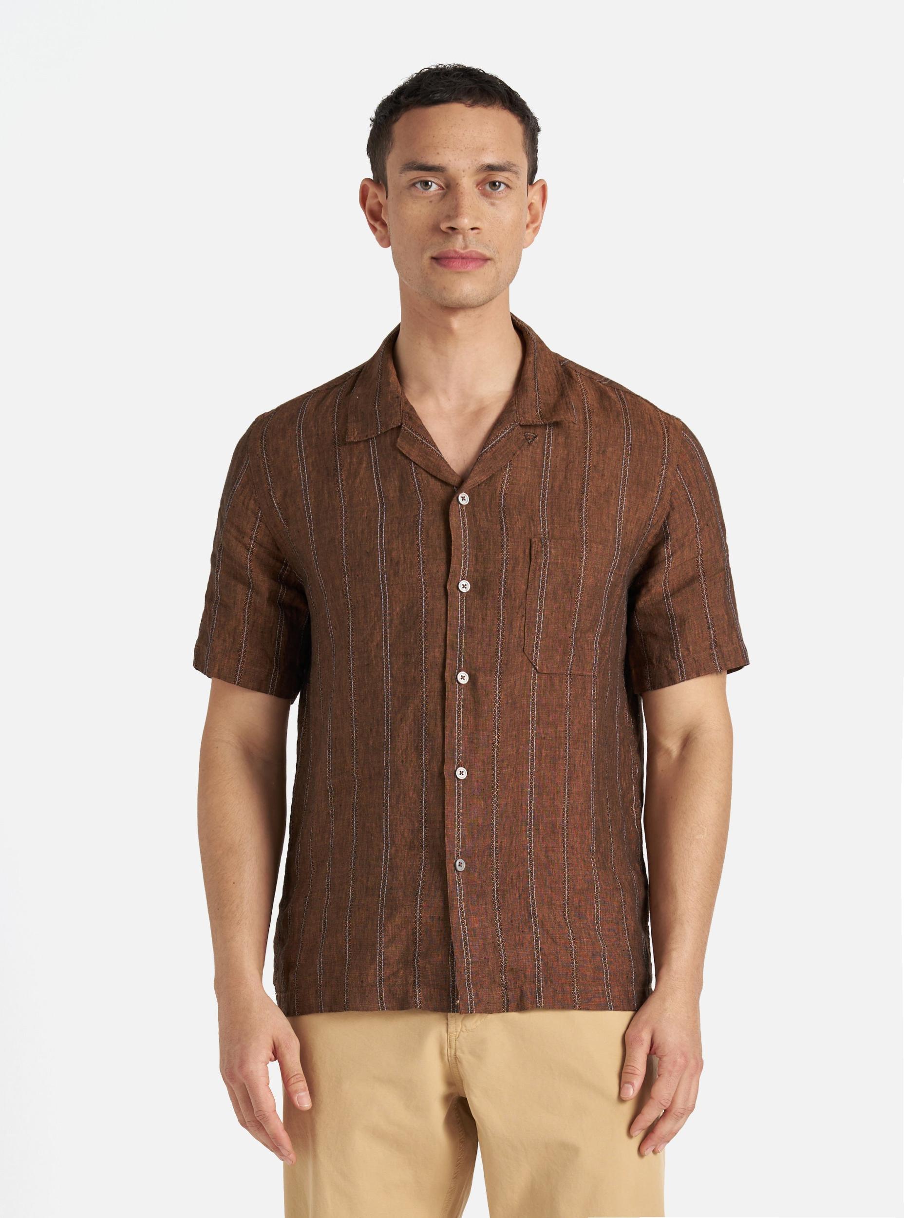 Brown Stripe Linen Road Shirt Product Image