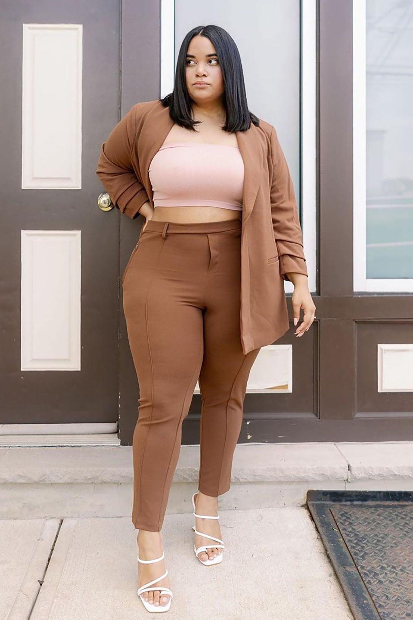 Business Classy Blazer Pant Set - Tan Product Image