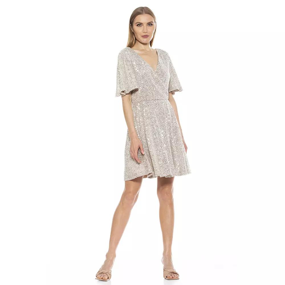 Women's ALEXIA ADMOR Oakless Flutter Sleeve Fit & Flare Dress,  Product Image