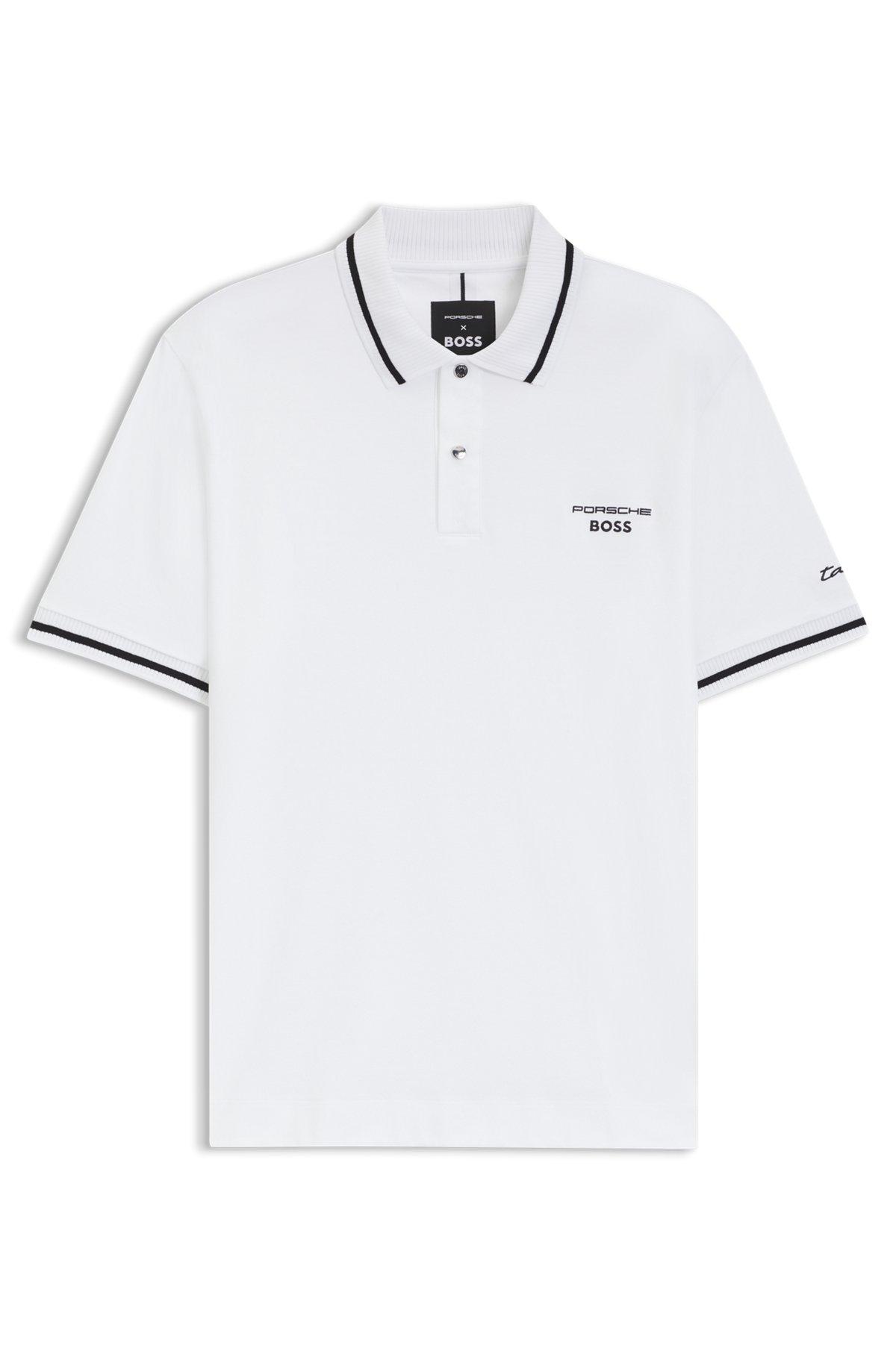 BOSS - Porsche x BOSS polo shirt in cotton with moisture control - White Product Image