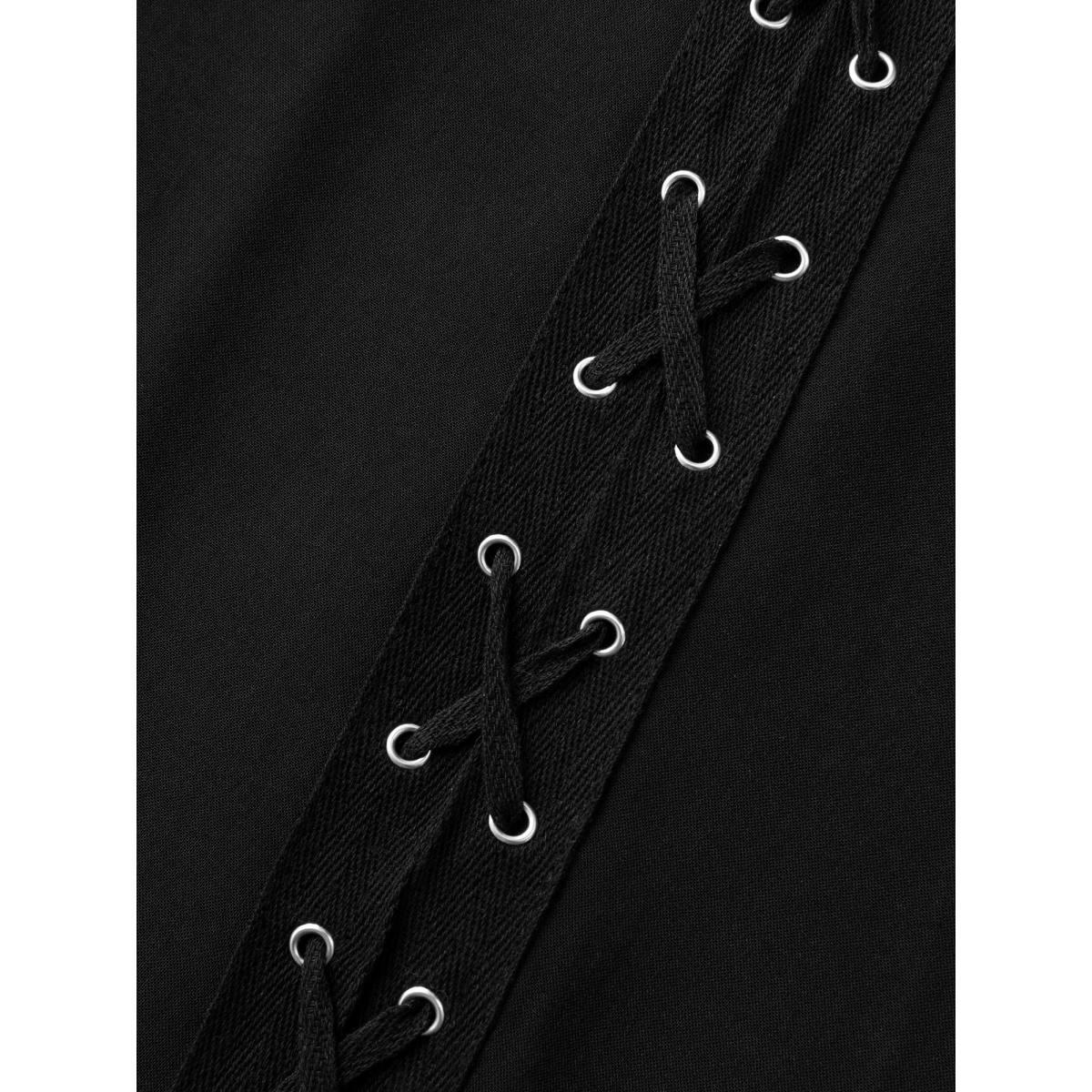 Plus Size Mystic Irregular Lace Up Midi Dress Black Women Cocktail Wraparound straps Party Curvy Bloomchic 14-16/1X Product Image