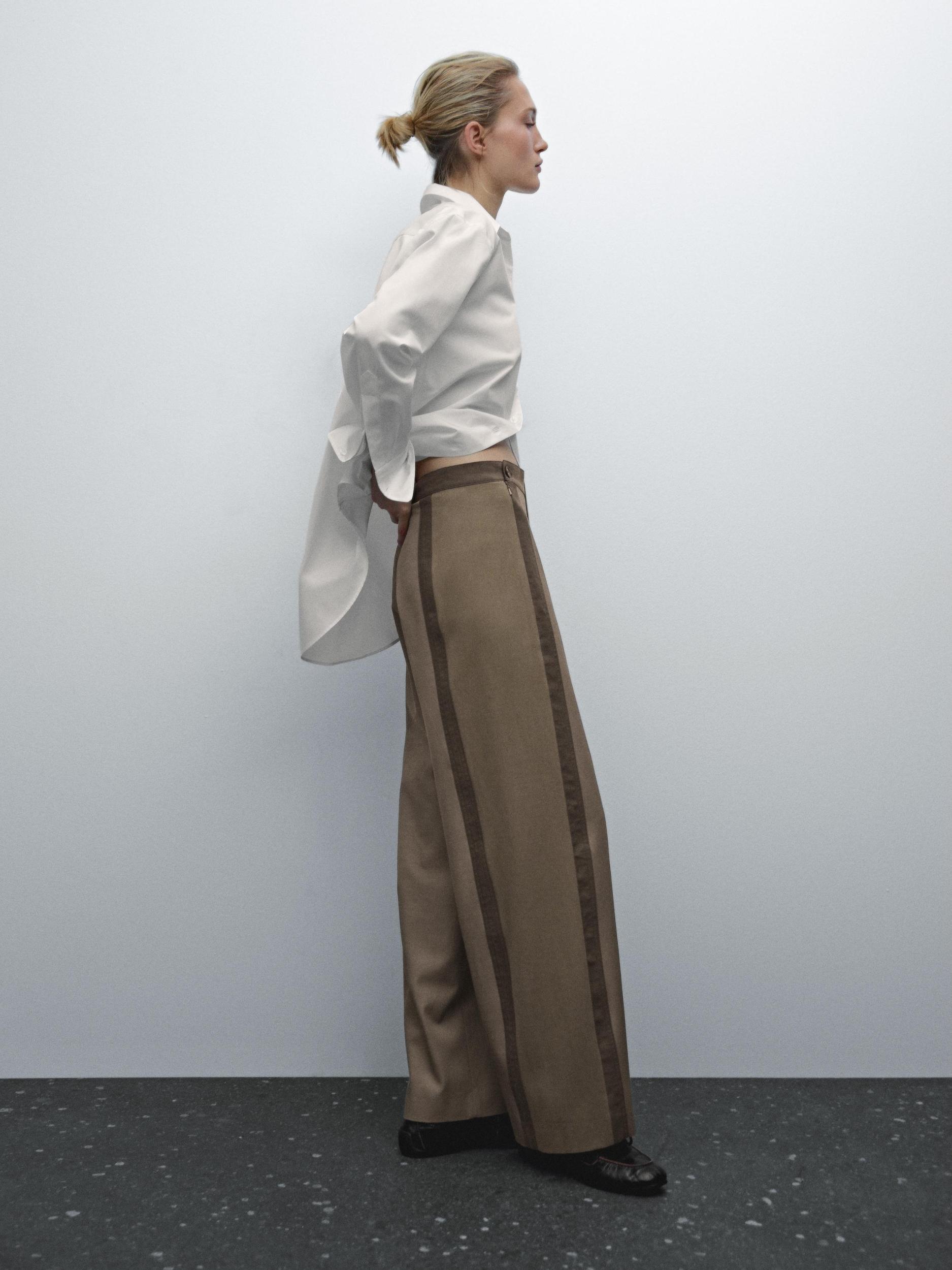 Straight-leg trousers with fastening detail Product Image
