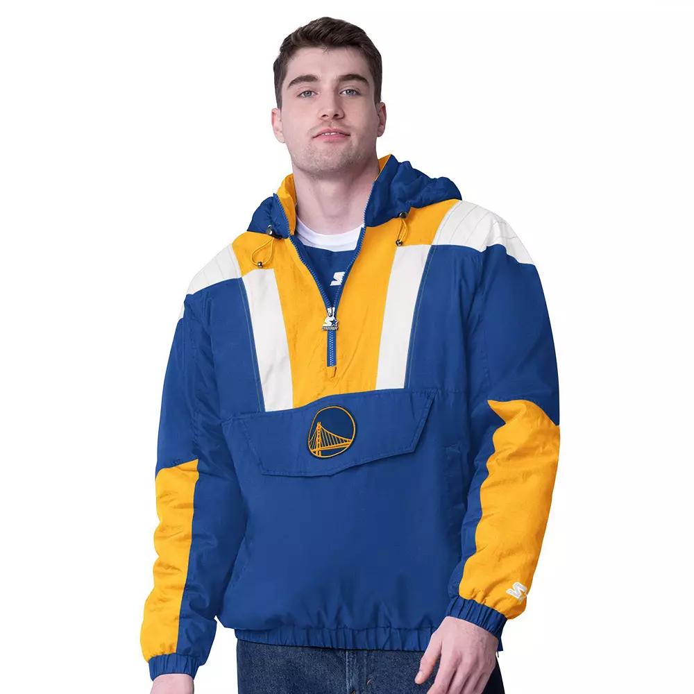 Men's Starter  Royal/Gold Golden State Warriors Charger Half-Zip Pullover Jacket, Size: XL, Blue Product Image