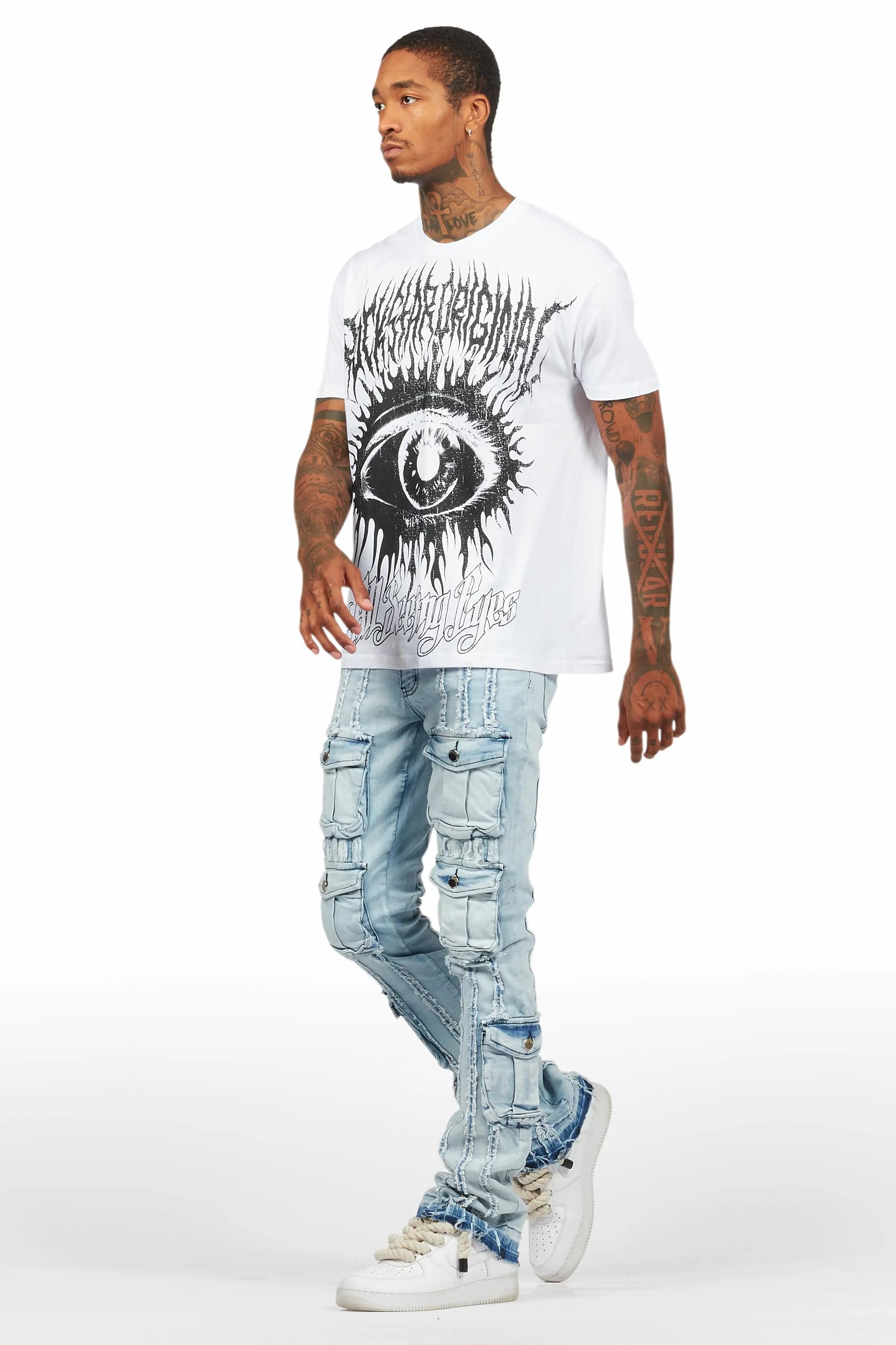 All Seeing Eyes White Graphic T-Shirt Male Product Image