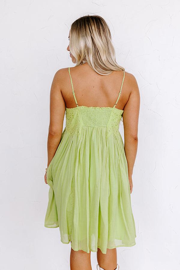 Coastal Flair Eyelet Mini Dress in Lime Punch Product Image
