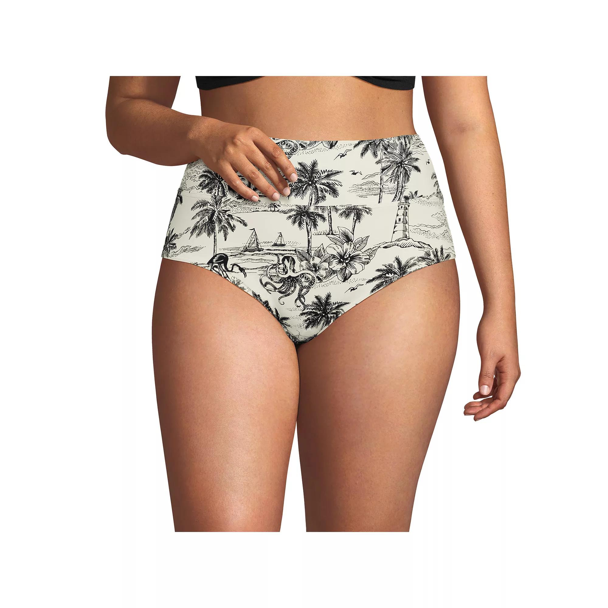 Plus Size Lands End High Waisted Bikini Bottoms, Womens Product Image