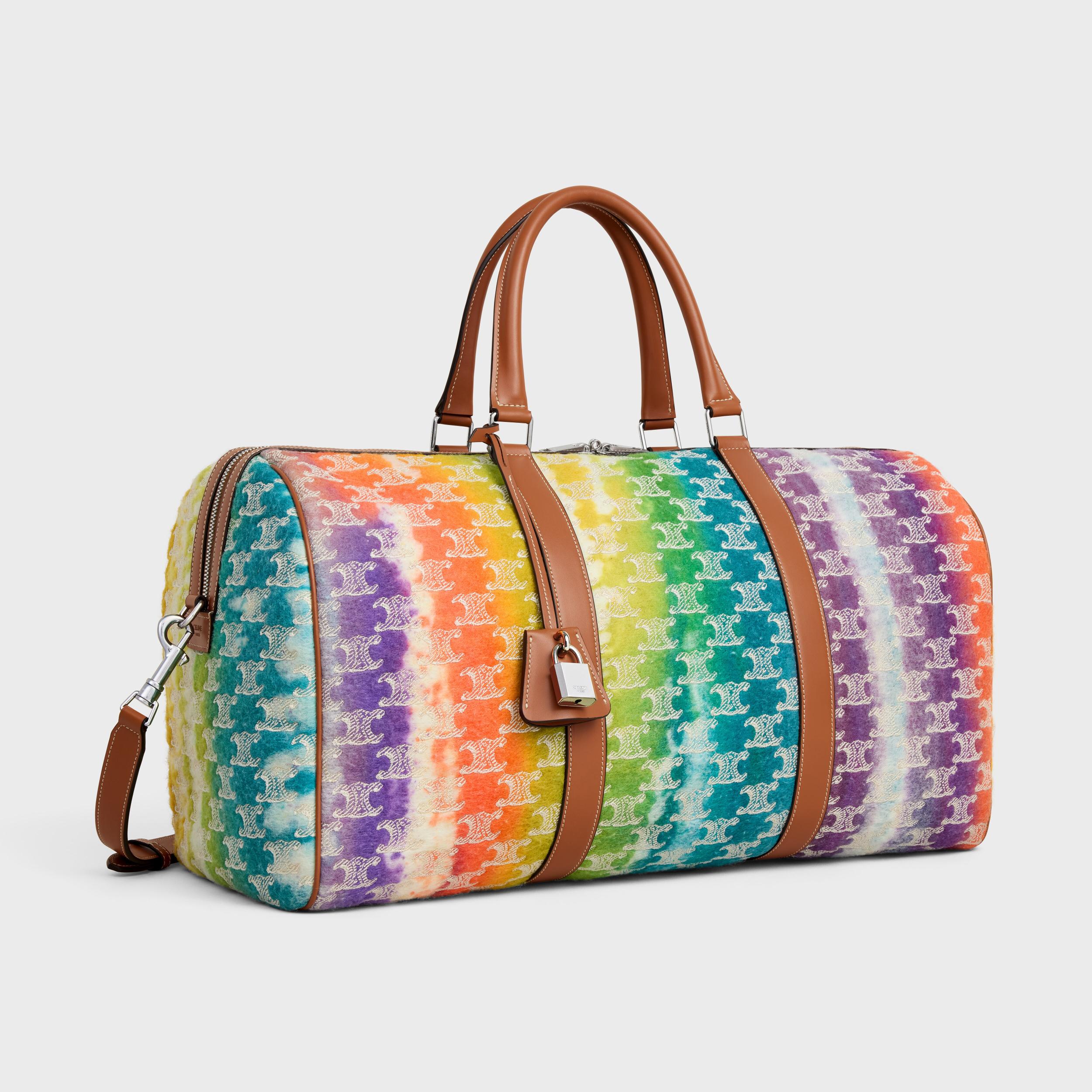 Medium Travel Bag IN TEXTILE WITH TRIOMPHE EMBROIDERIES AND CALFSKIN Product Image