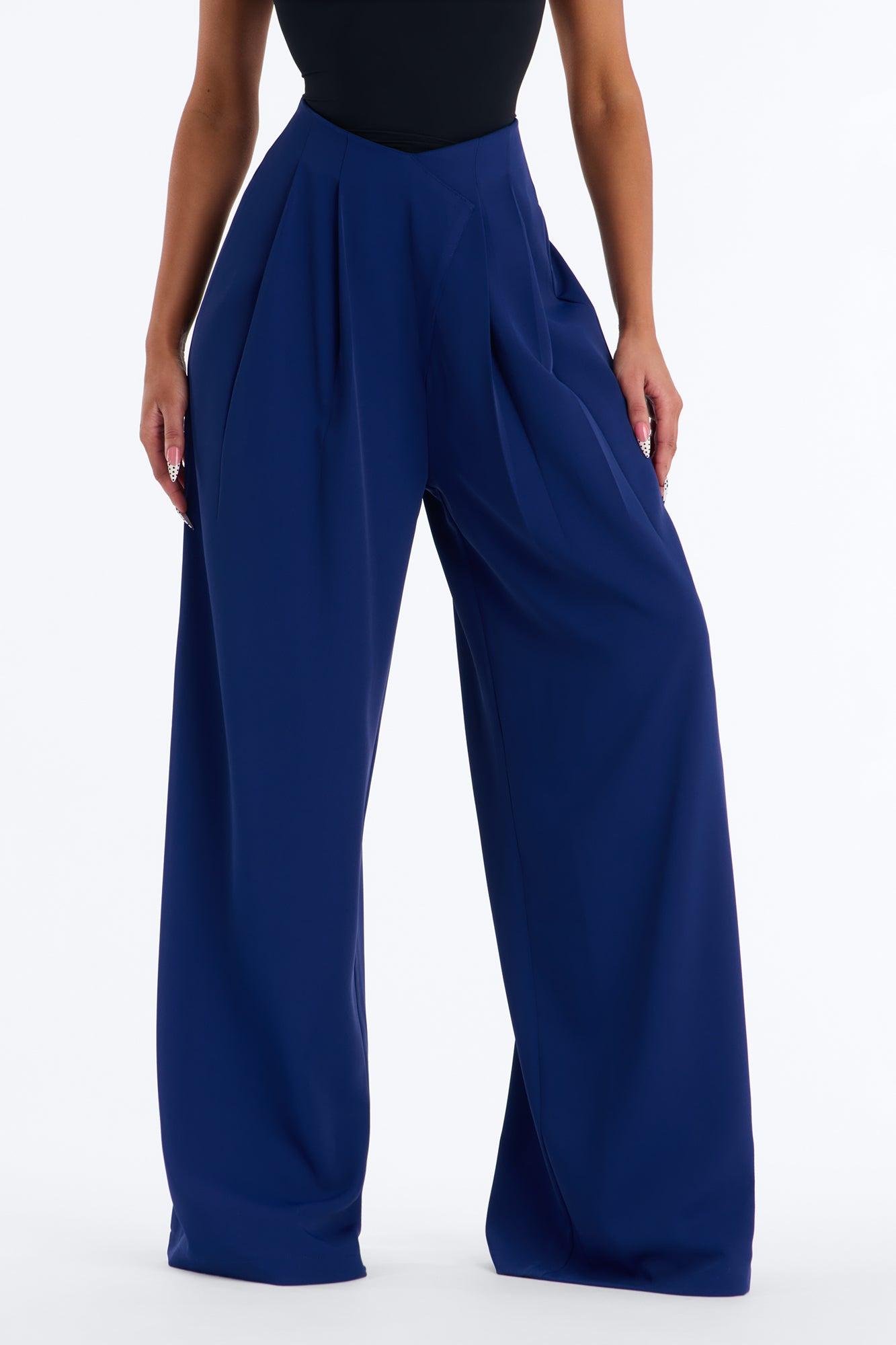 About Time Wide Leg Trousers - Blue Female Product Image