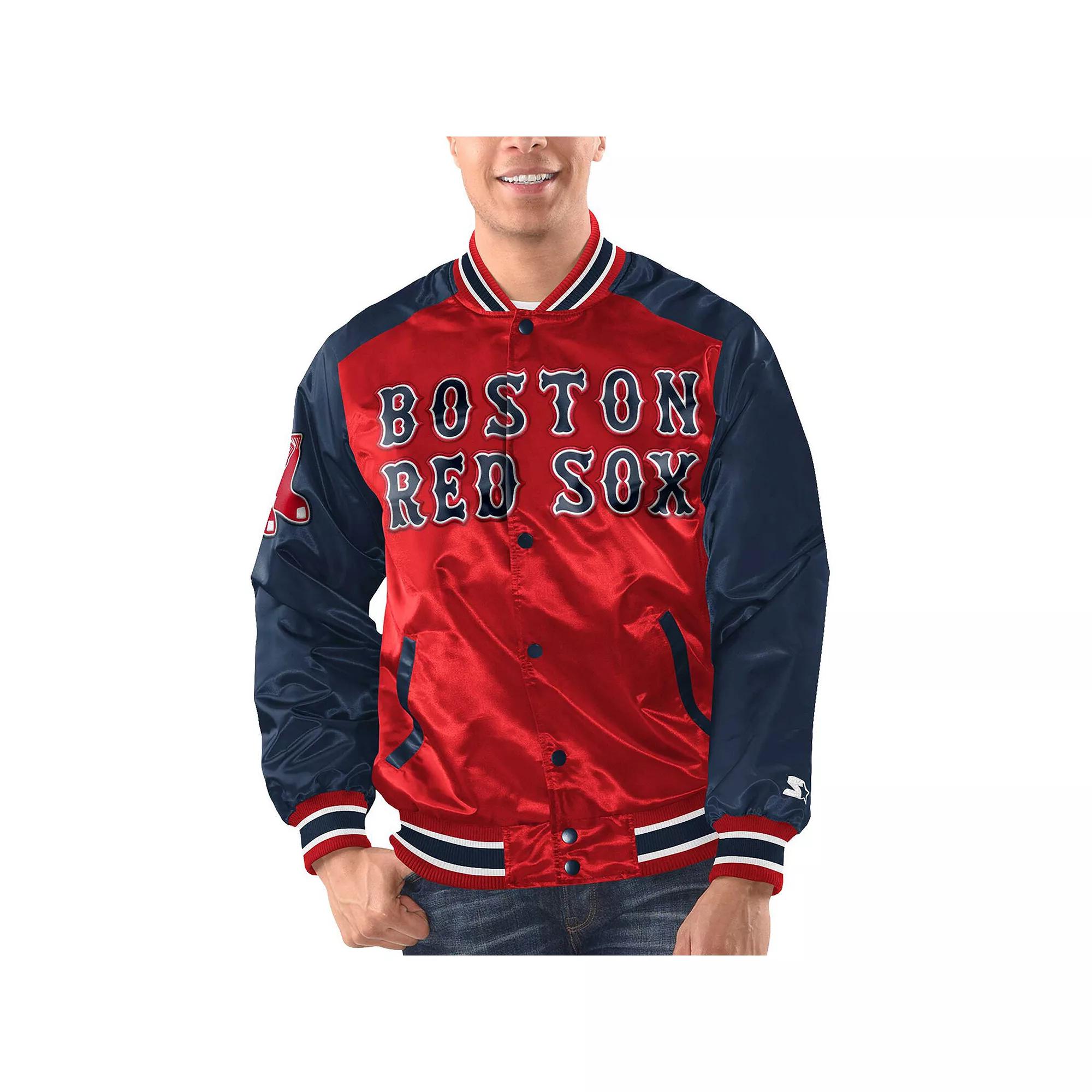 Men's Starter Red/Navy Boston Red Sox Varsity Satin Full-Snap Jacket, Size: XL Product Image
