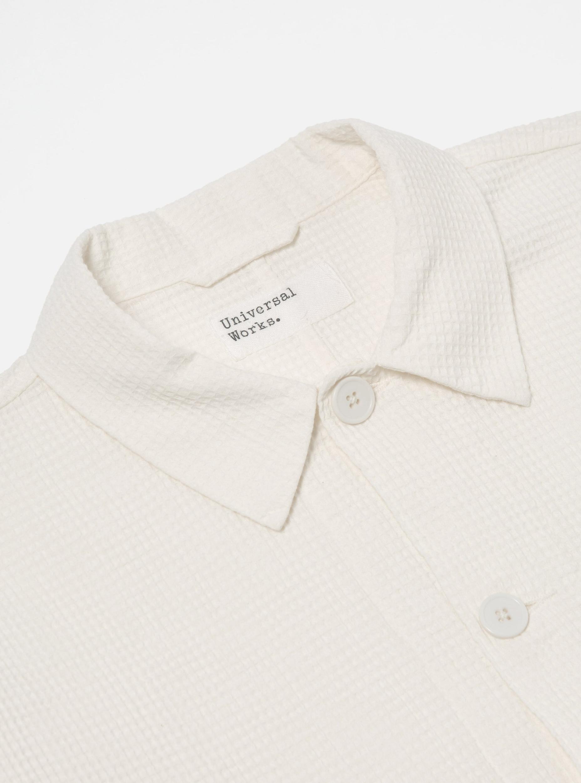Universal Works Travail Overshirt in Ecru Japanese Waffle Product Image