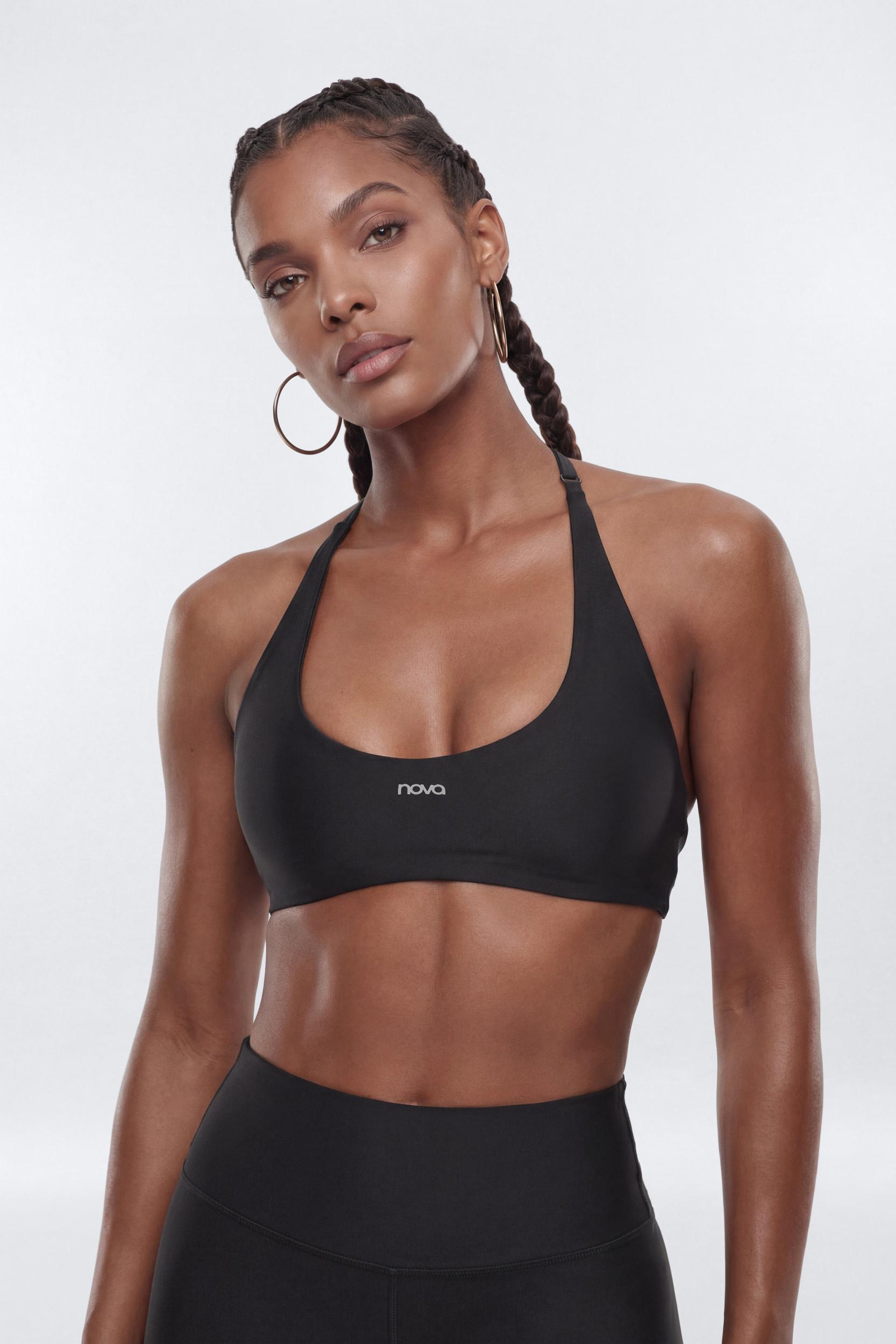 AirSculpt™ Scoop Halter Sports Bra - Black Female Product Image