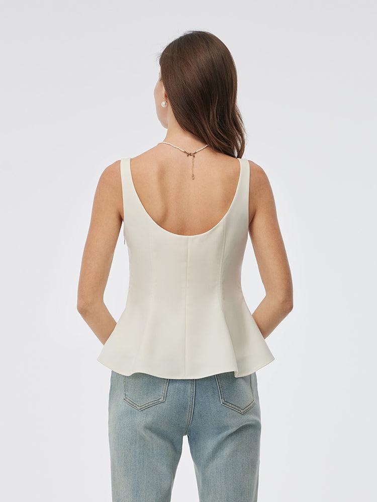 Stretch Scoop Neck Women Peplum Tank Top Product Image