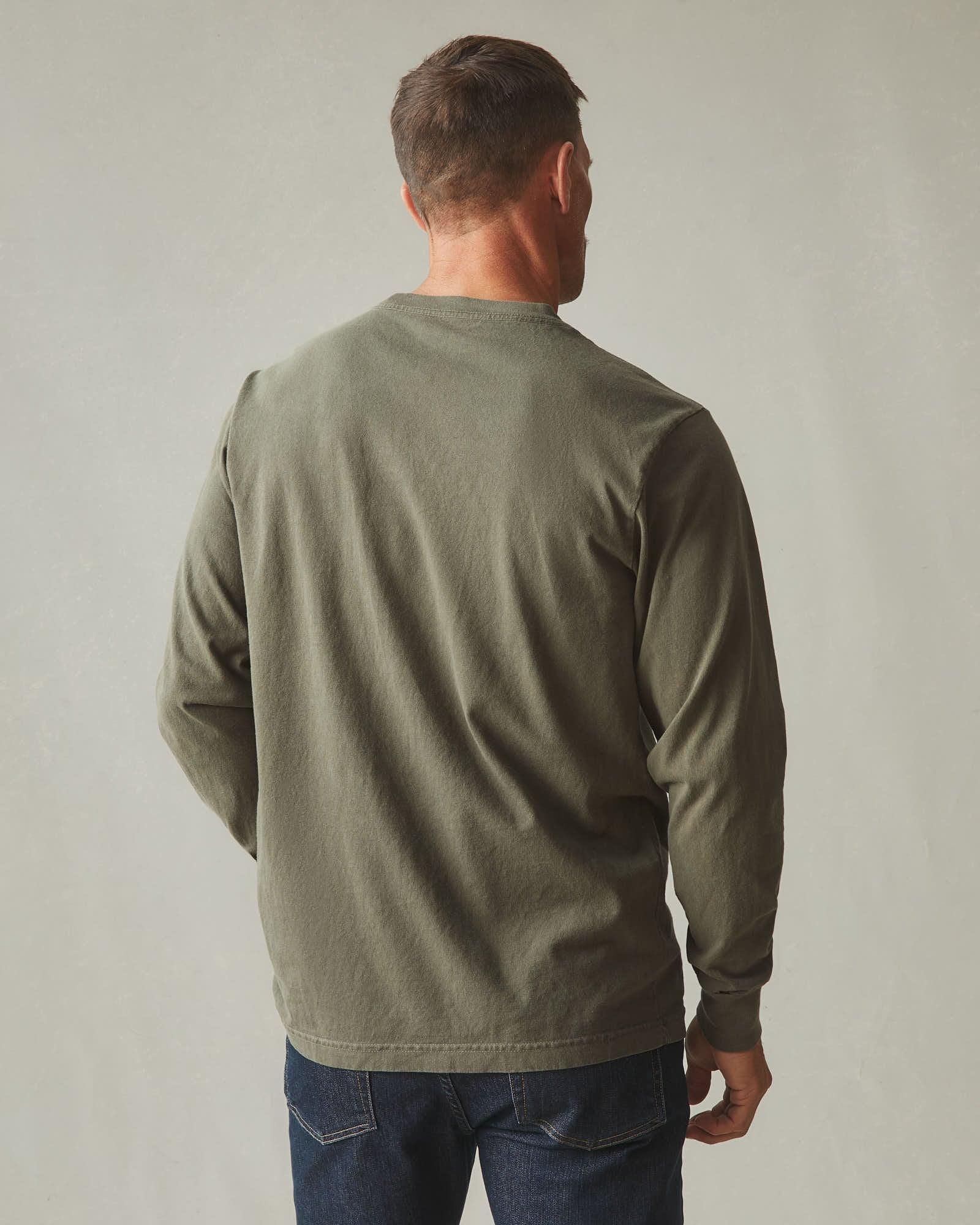 Men's Vintage Crew Long Sleeve Tee - Washed Olive Male Product Image