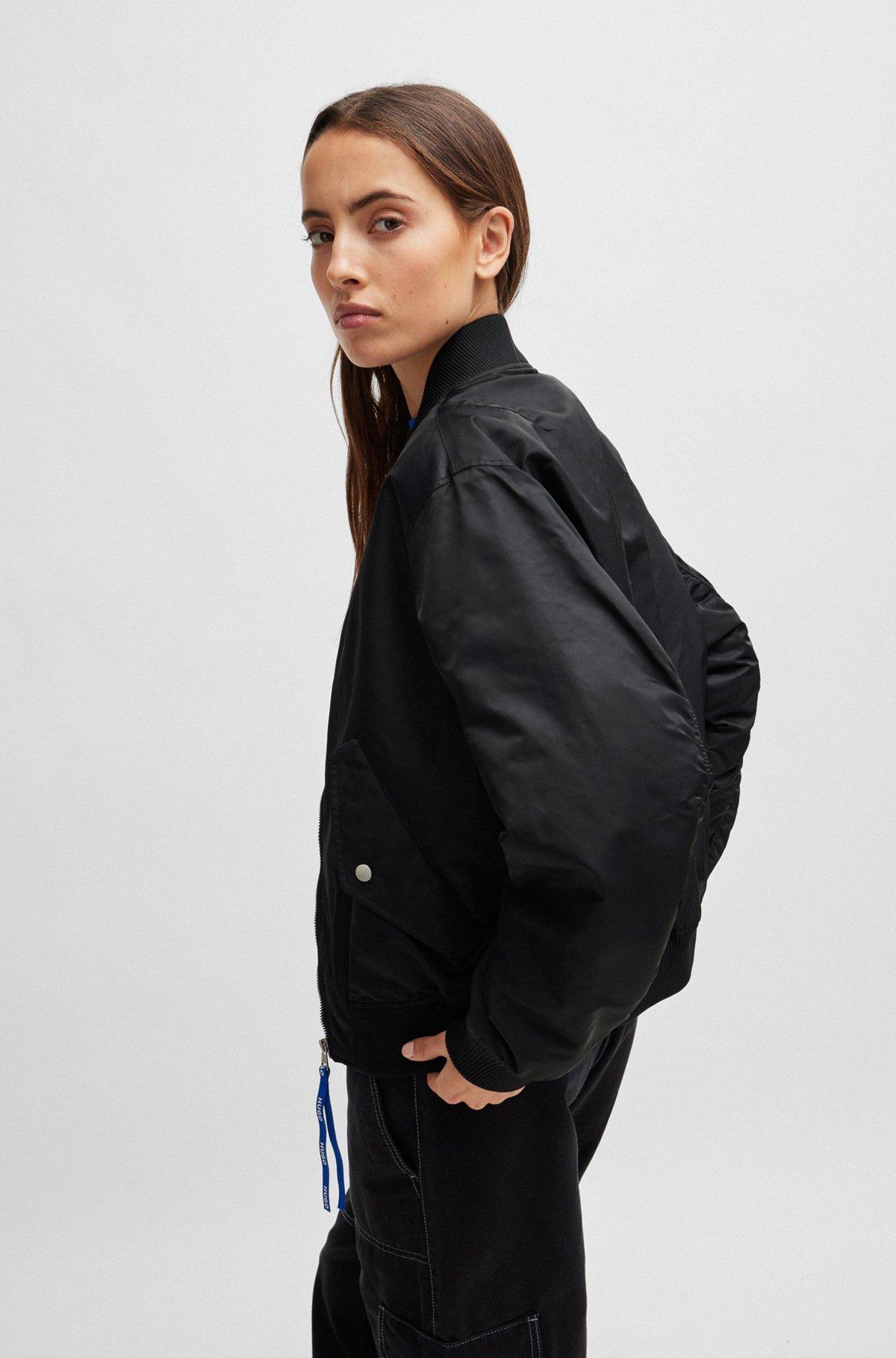 HUGO - Water-repellent bomber jacket with branded zip puller - Black Product Image