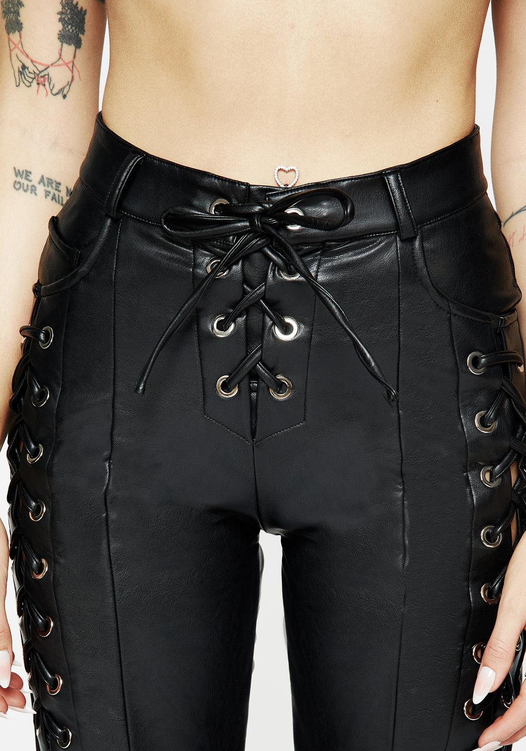 Mortis Laced Straight Leg PU Trousers Product Image