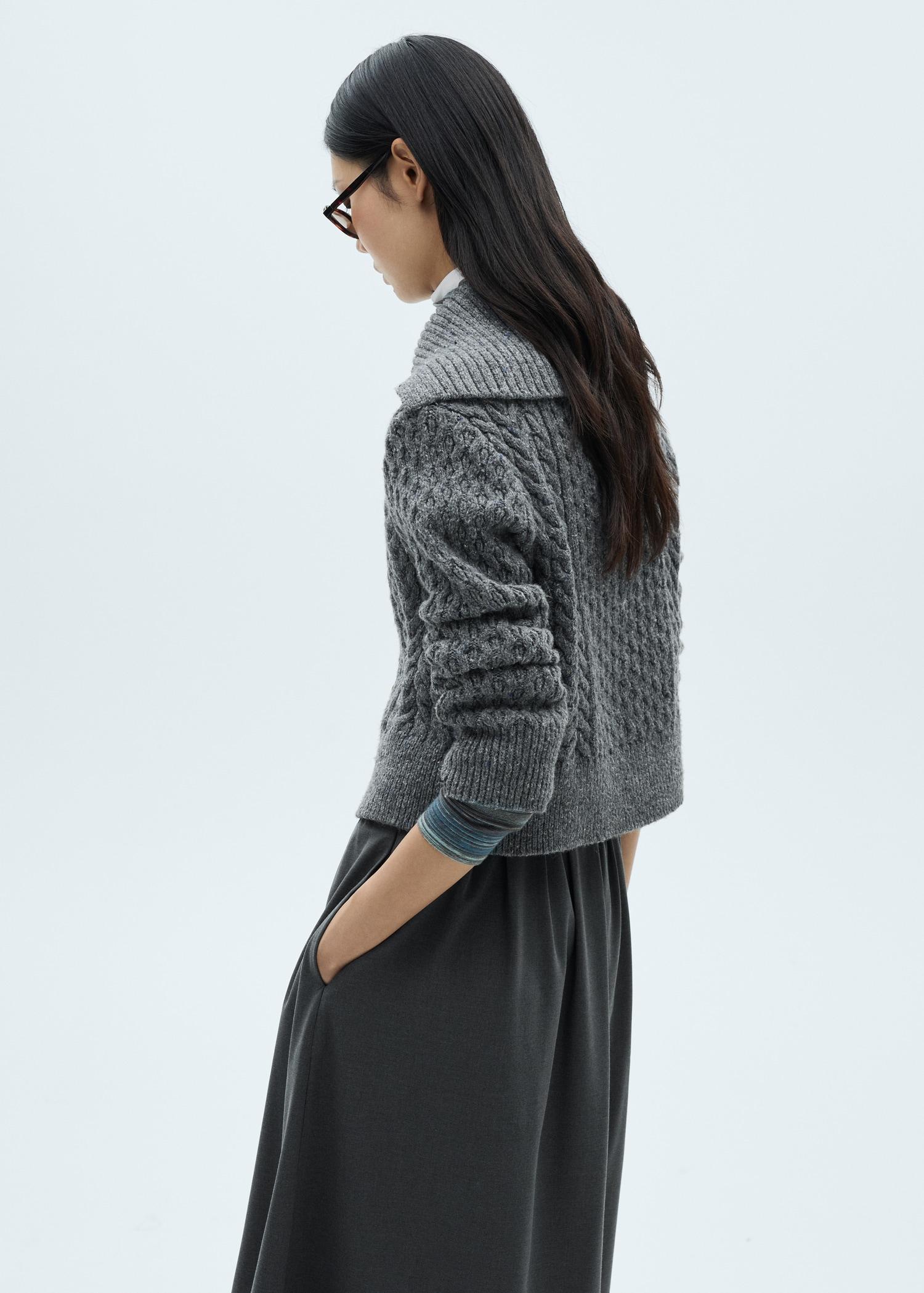 Cabled heather cardigan - Women | MANGO USA Product Image