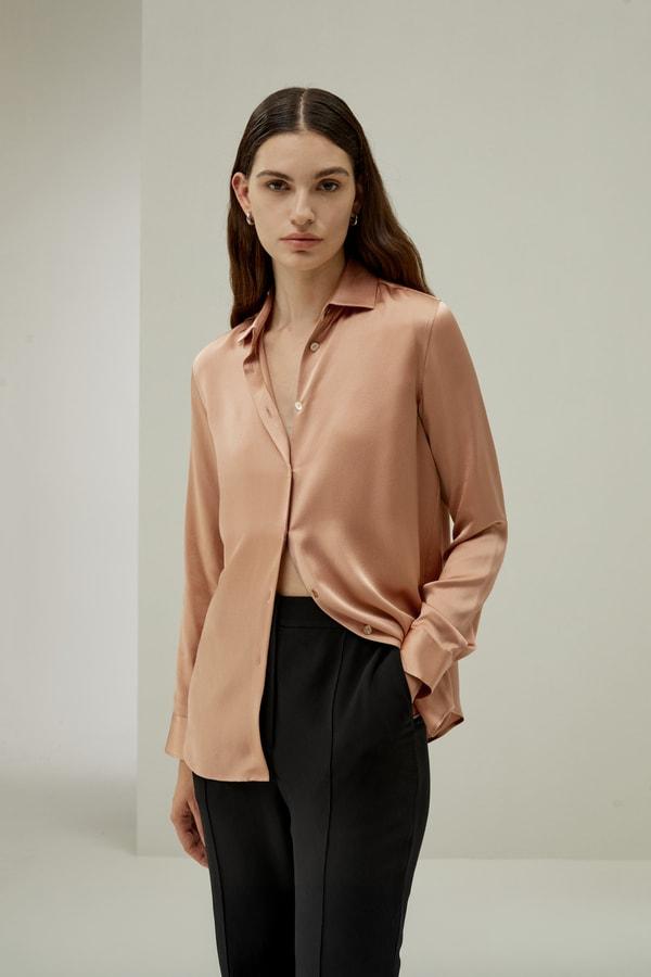 LILYSILK Silk Blouse Women - Quartz Rose Mulberry Silk - Luxurious Long Sleeve Shirt S Product Image