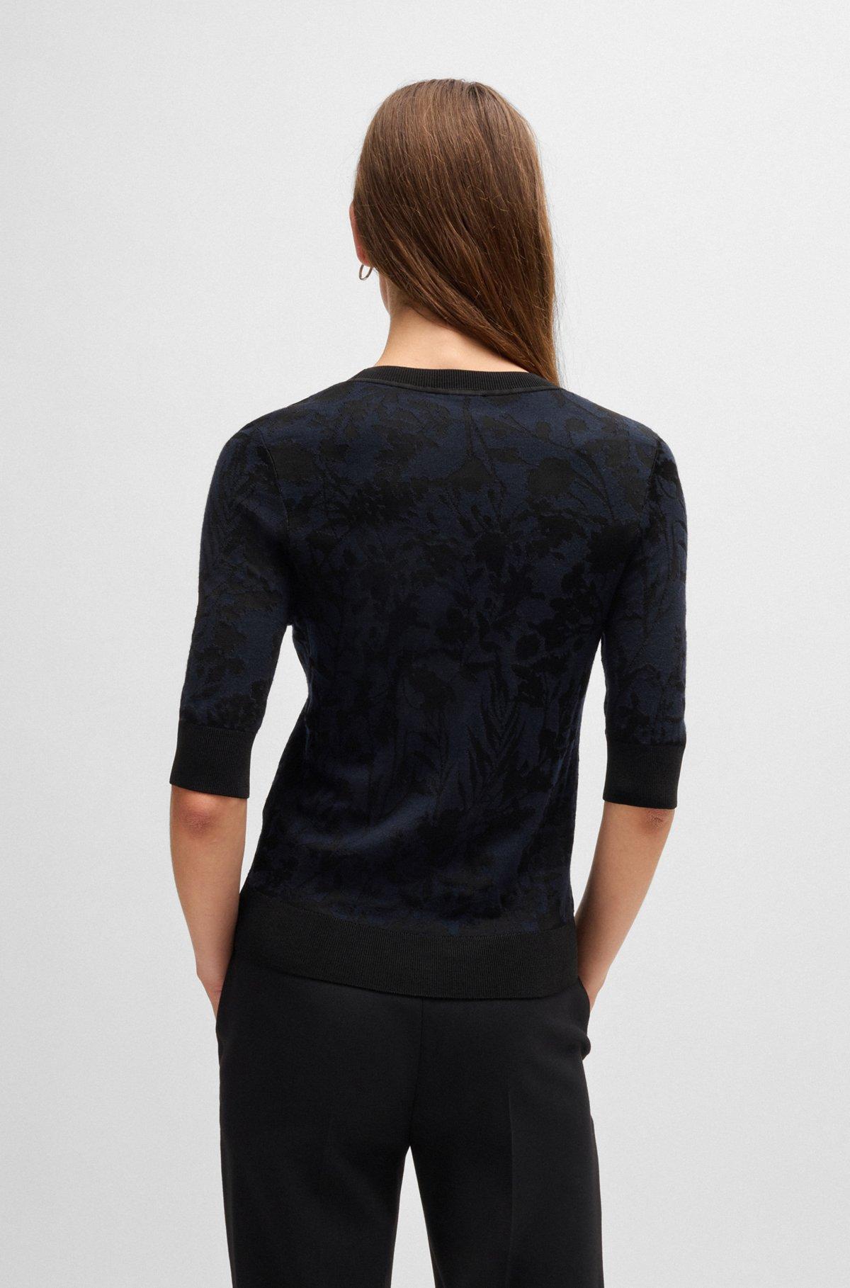 BOSS - Merino wool sweater with jacquard pattern - Patterned Product Image