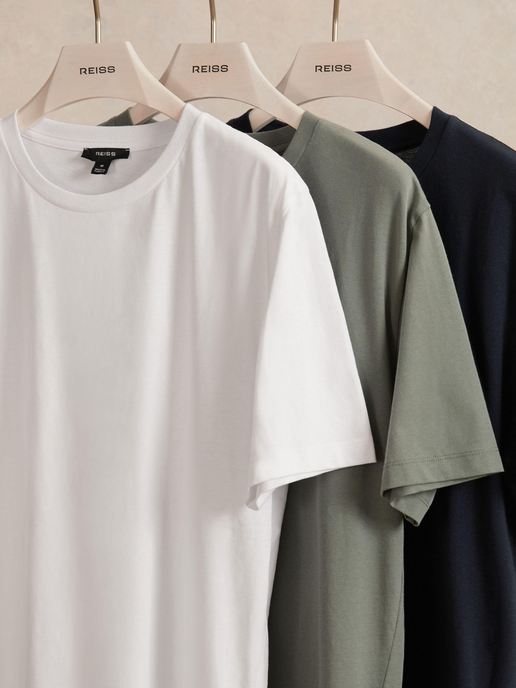 T-Shirts 3 Pack in White/Navy/Dark Sage Green Product Image