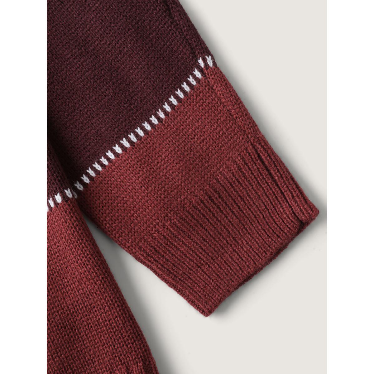 Plus Size Color Block Striped Contrast Pullover Browncoffeecolor Women Leisure Loose Long Sleeve Round Neck Casual Pullovers BloomChic 14-16/1X Product Image