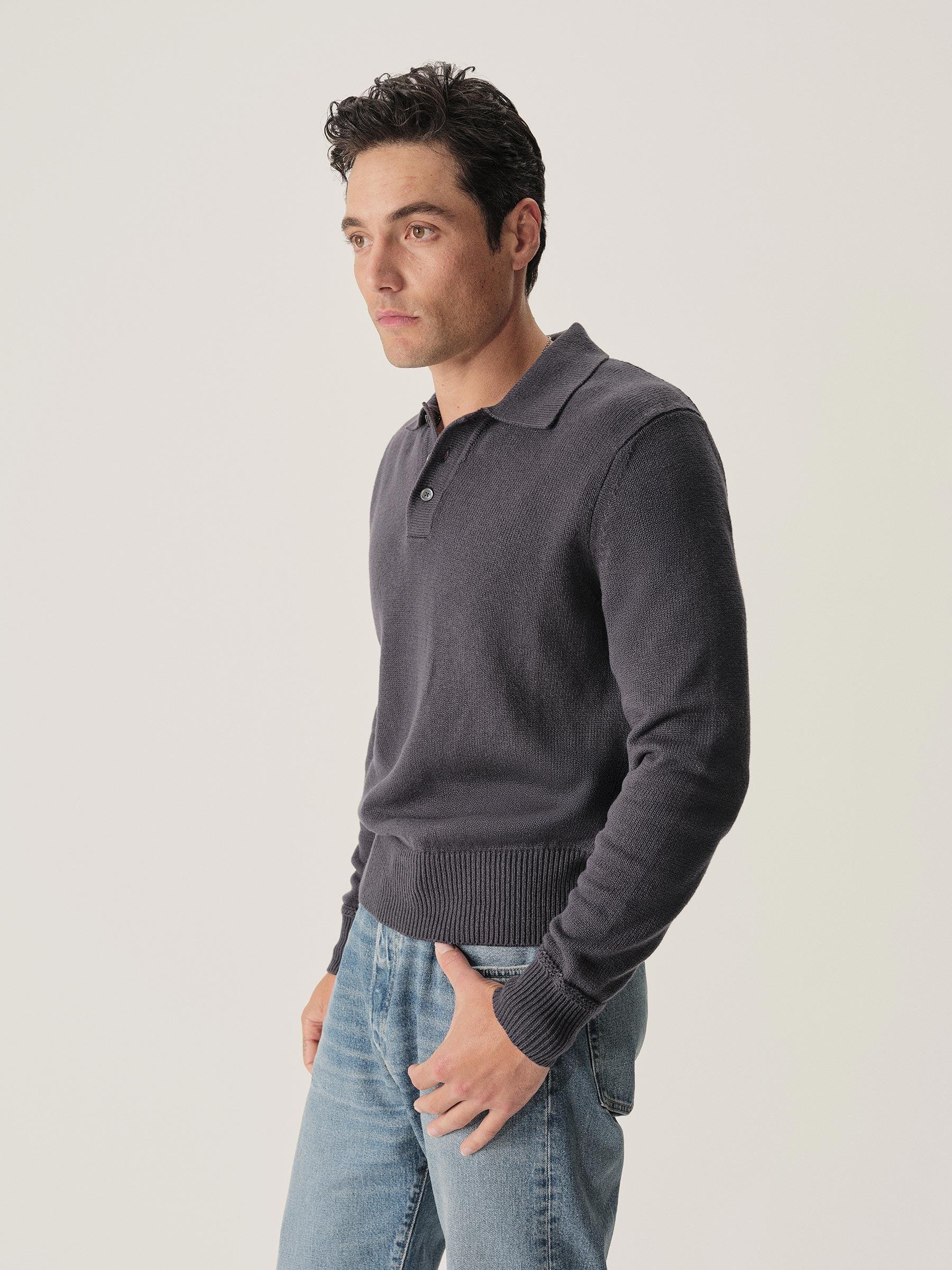 Faded Indigo Seafarer Cotton Rugby Polo Product Image