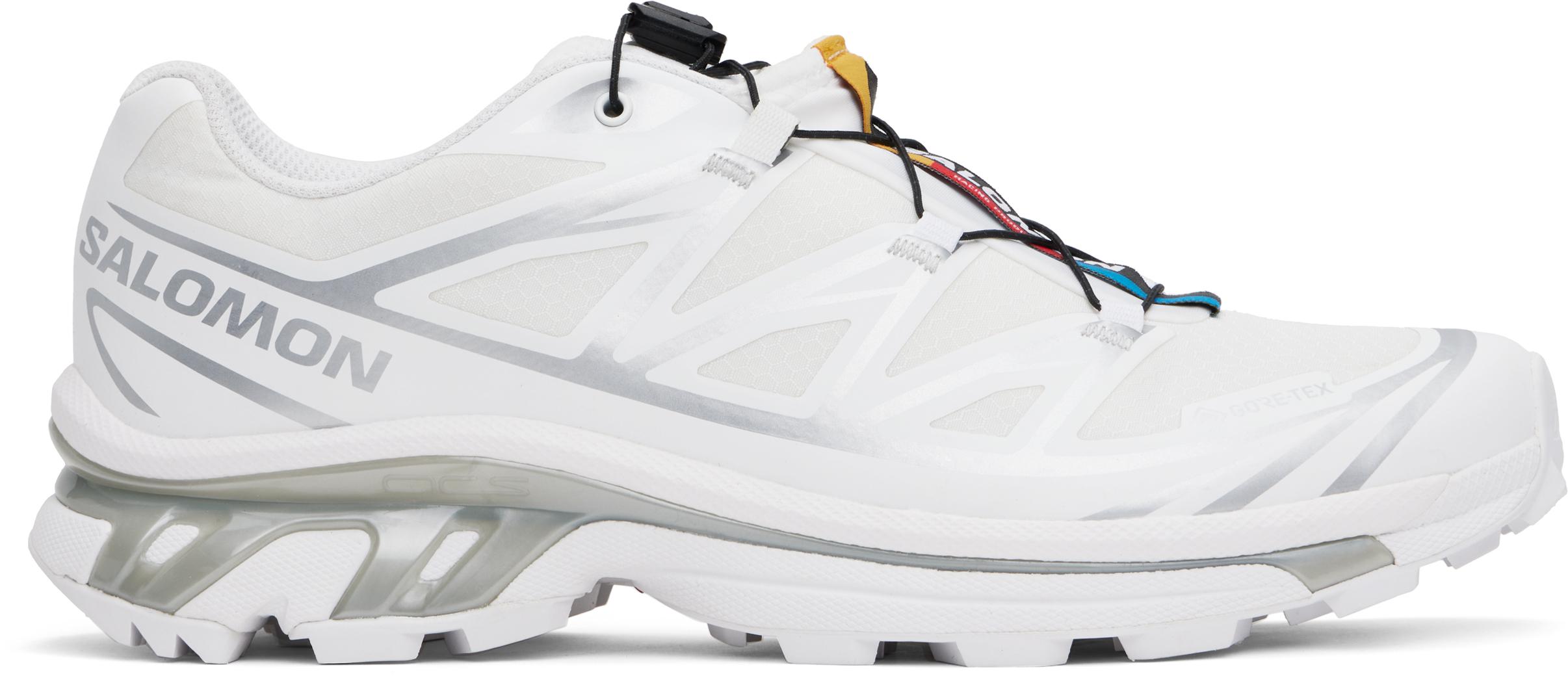 SALOMON Mens White White Silver Xt-6 Gtx Quick-lace Mesh Low-top Trainers Product Image