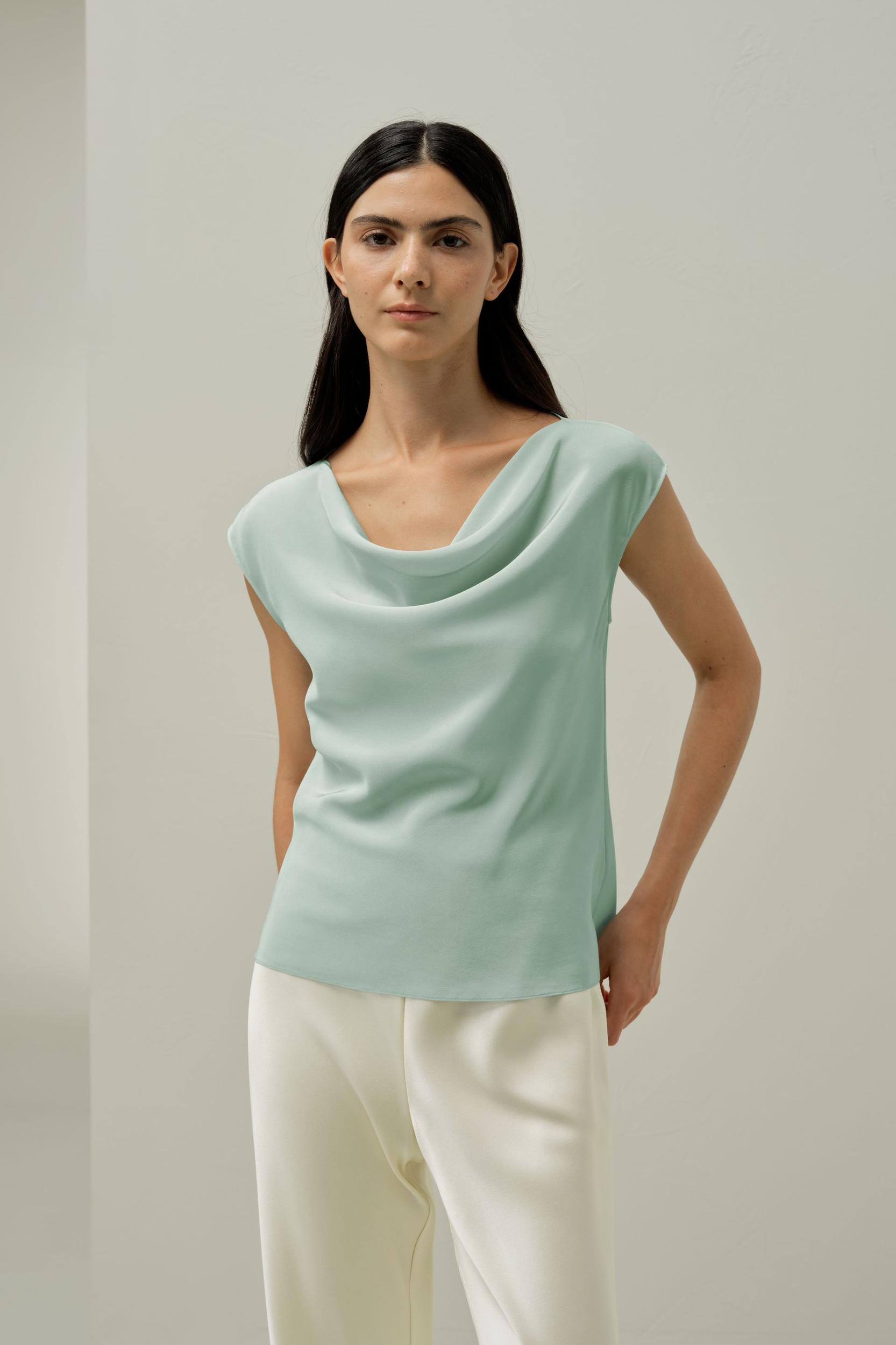 Silk Cowl Neck Top Product Image