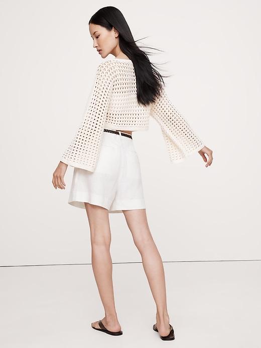 Cotton Crochet-Style Cropped Sweater Product Image