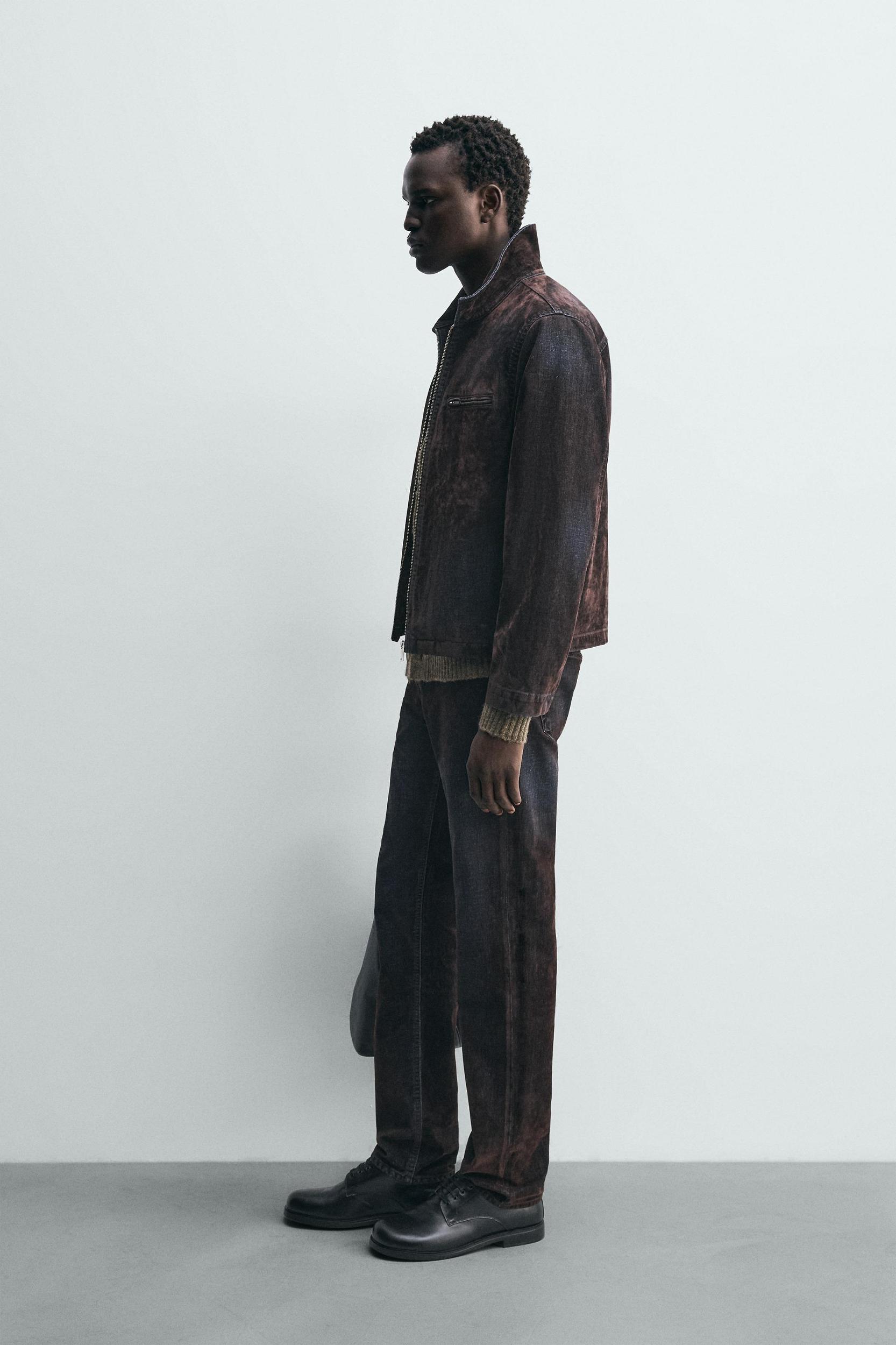 RELAXED FIT FLOCKED VELVET JEANS Product Image