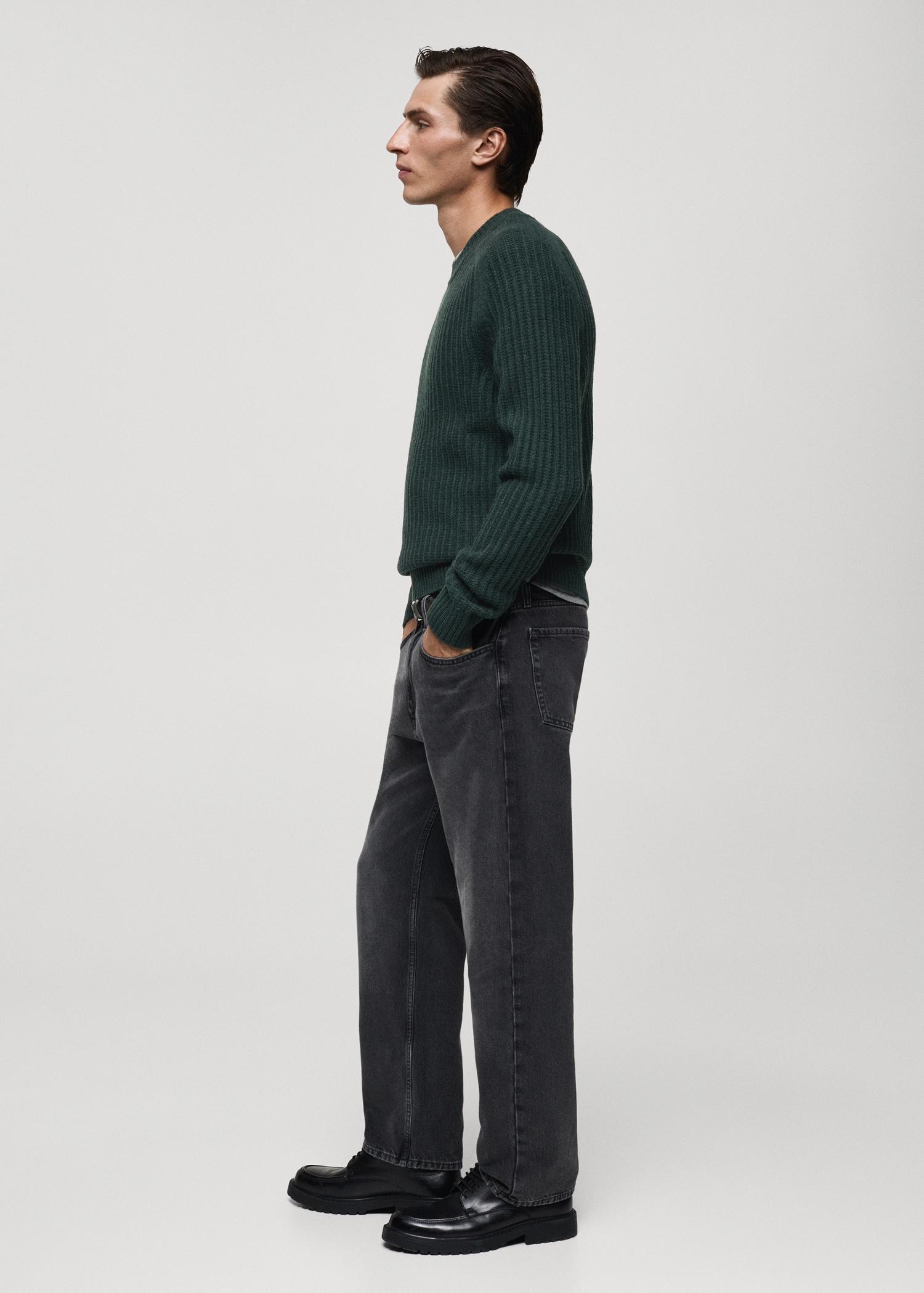 Wool-blend rib-knit sweater - Men | MANGO USA Product Image
