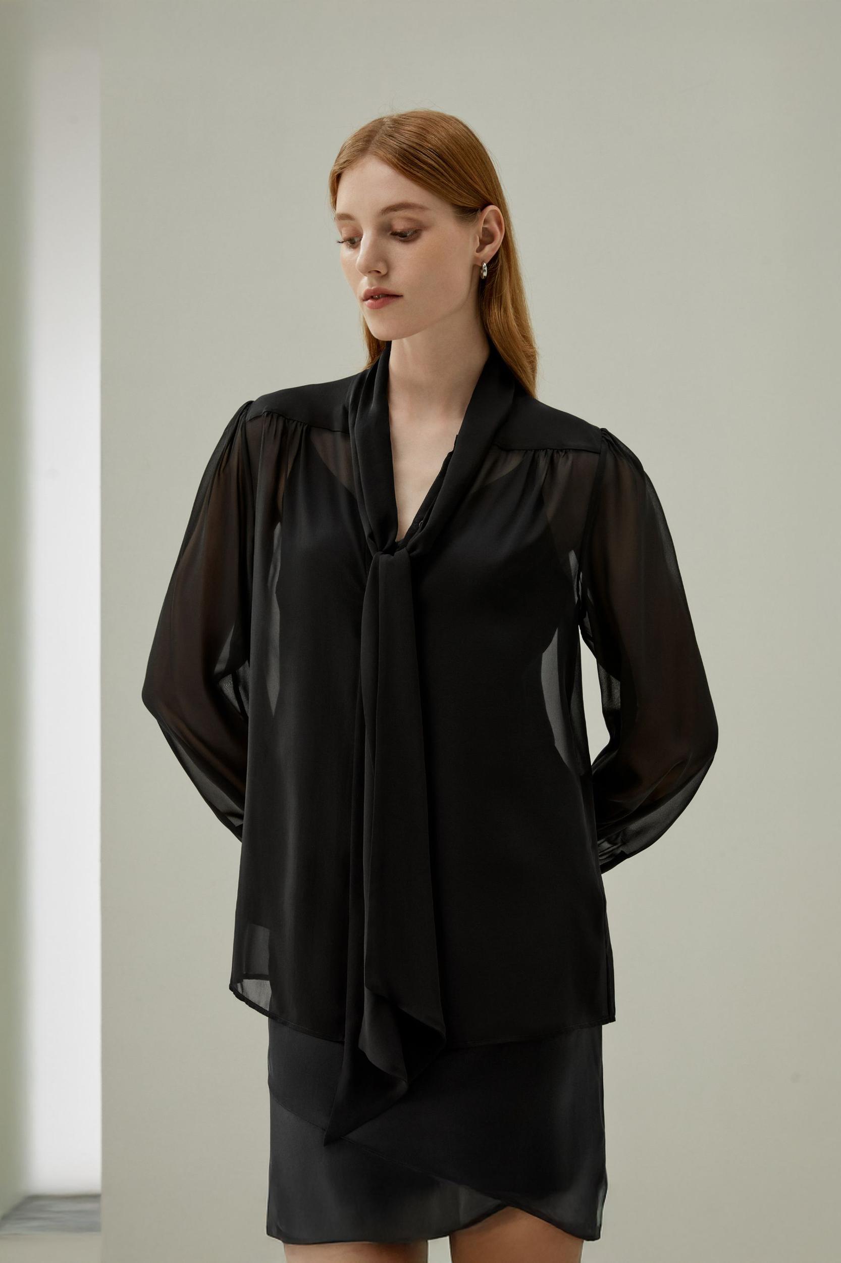 Bow Tie Silk Jasmine Blouse Product Image