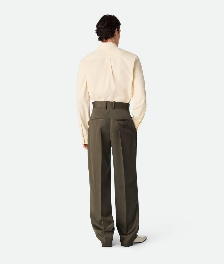 Men's Wool Subtle Chevron Straight Trousers in Forest/caper melange Product Image