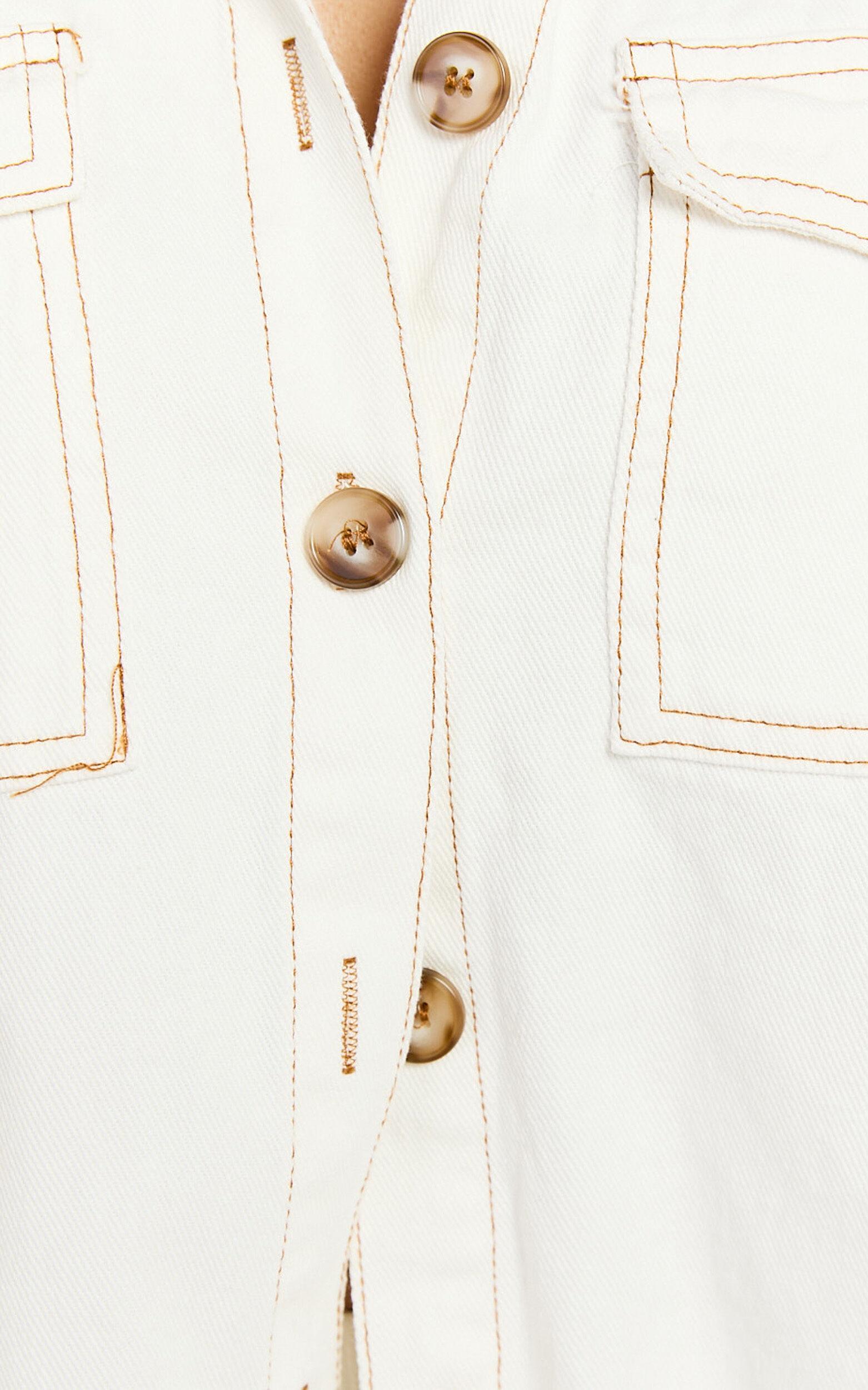 Brydie Two Piece Top and shorts Set - Denim Short Set in White Product Image