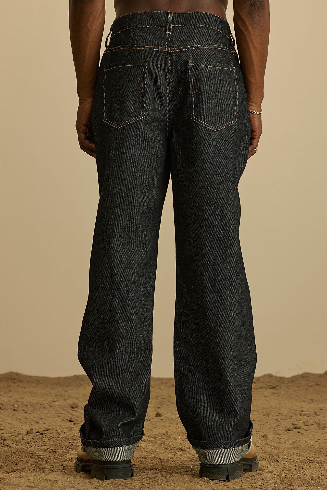 Collin Raw Denim Straight Jeans  - Indigo Product Image