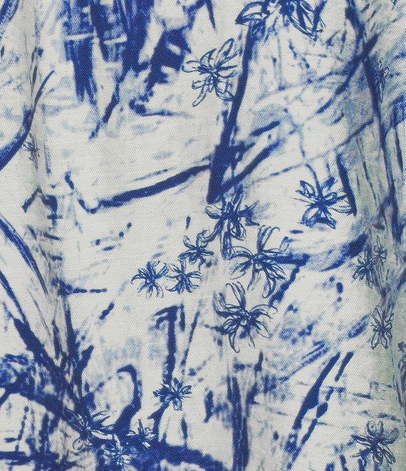 Calessa Plus Size Embroidered Printed Ruffled Split V-Neck Elbow Length Sleeve Tunic Product Image