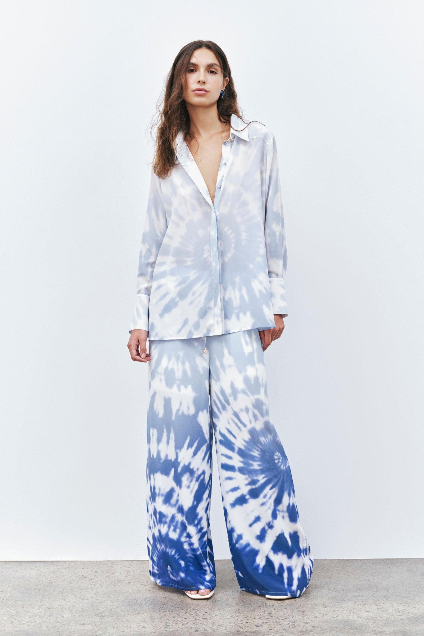 Atomic Silk Shirt-BLUE SHIBORI / 4 Product Image