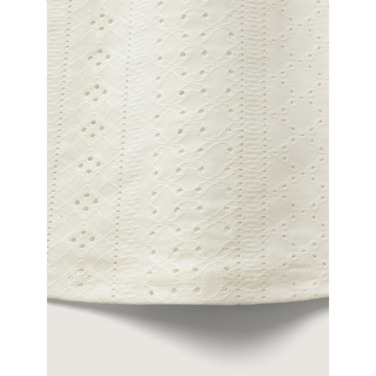 Plus Size Eyelet Trim Ruched Tank Top Women Beige Texture V-neck Everyday-Elegant Tank Tops Camis BloomChic 26/4X Product Image