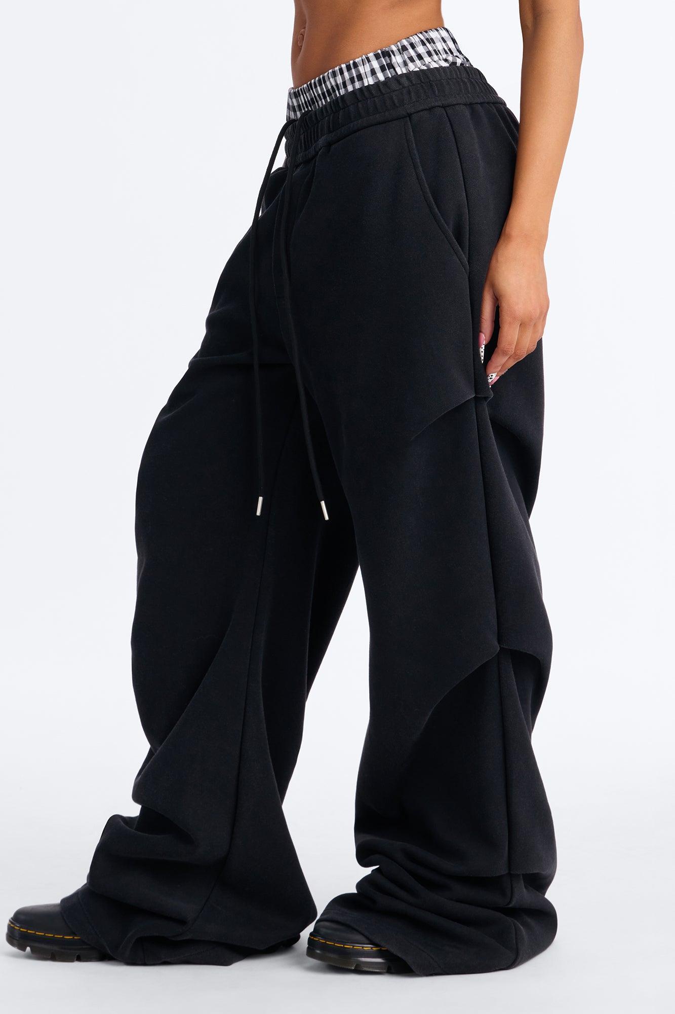 Far From Average Washed Mid Rise Stacked Pant 33″ - Black Wash Female Product Image