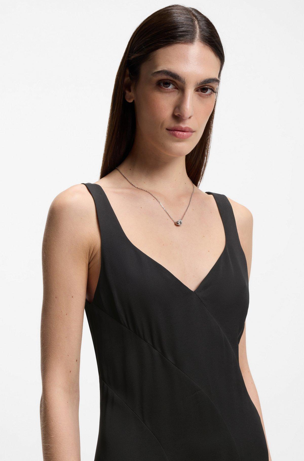 Satin slip dress with organza inserts Product Image