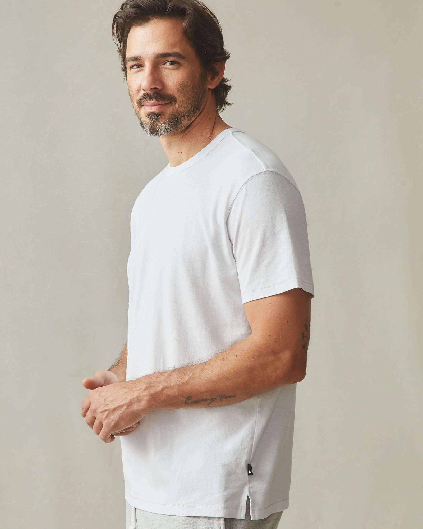 Men's Hemp Jersey Crew Tee - White Male Product Image