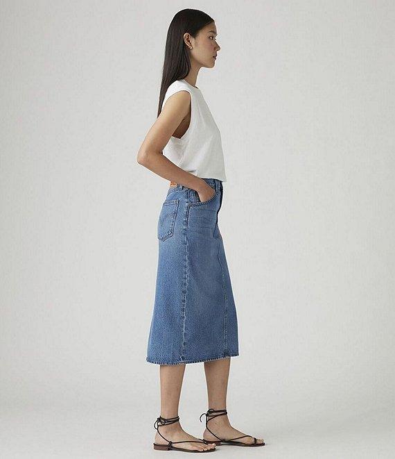 Levi's® High-Rise Back-Slit Denim Midi Skirt Product Image