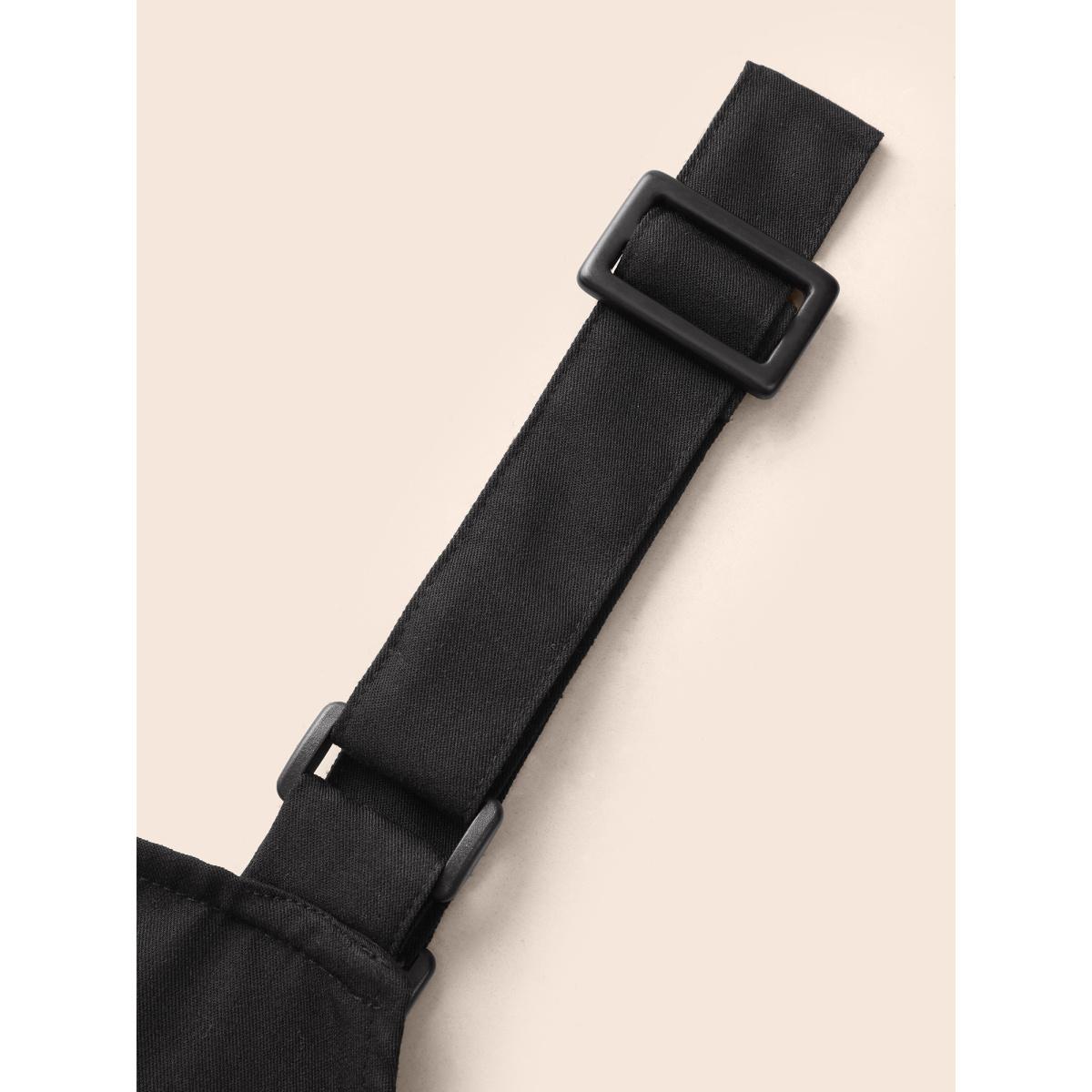 Plus Size Solid Flap Pocket Adjustable Straps Overall Dress Black Women Casual Non Non Sleeveless Curvy BloomChic 10/M Product Image