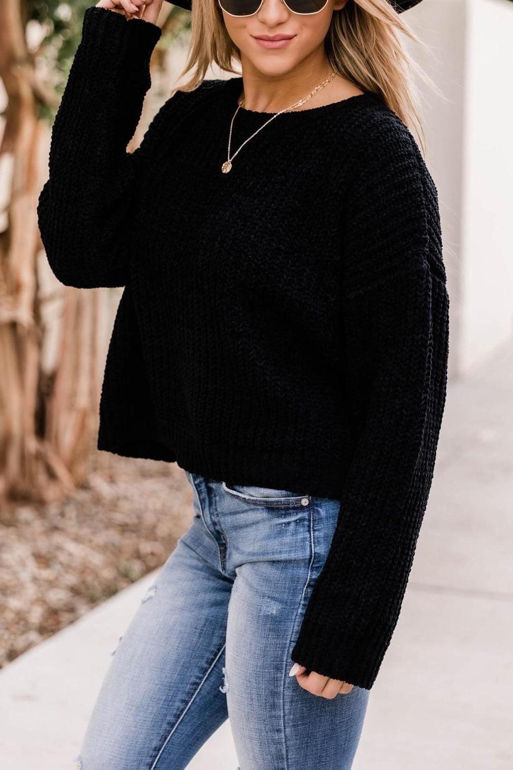 Cropped Black Sweater Product Image