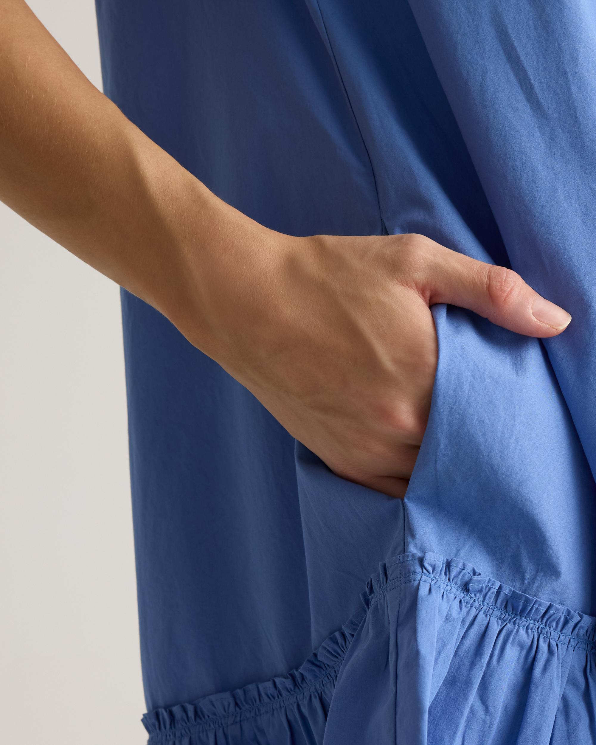 Quince | Women's Poplin Short Sleeve Ruffle Shirt Dress Organic Cotton Product Image