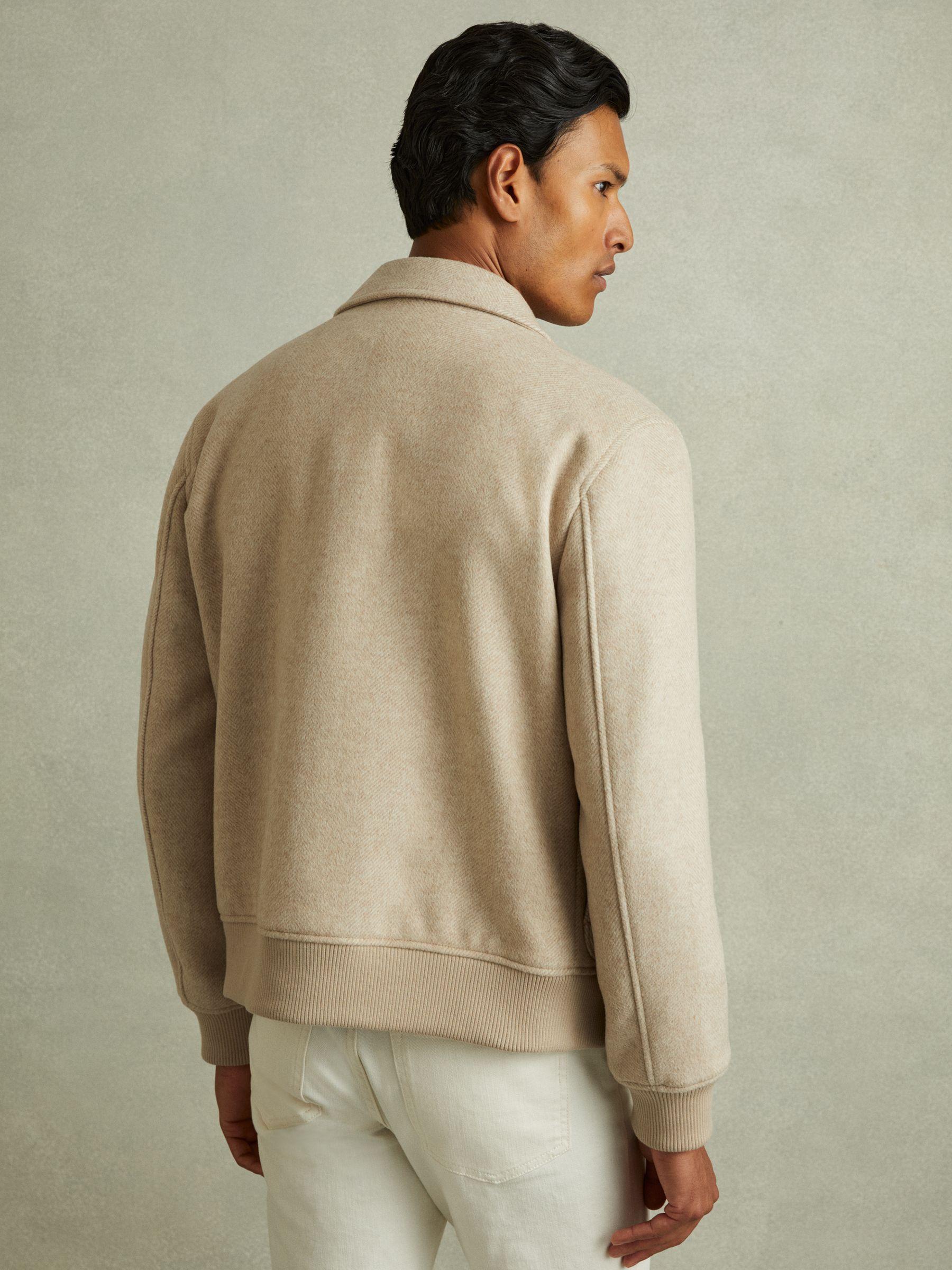 Bak Oatmeal Herringbone Wool Blend Herringbone Jacket Product Image