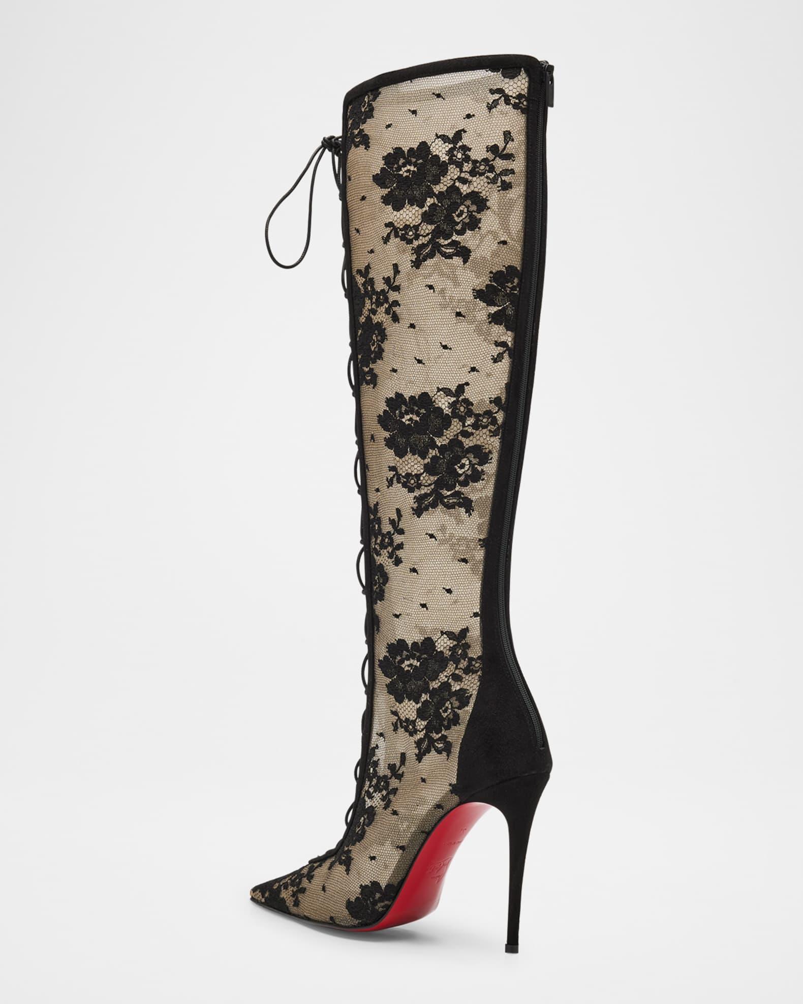 KM Lace Red-Sole Knee-High Boots Product Image