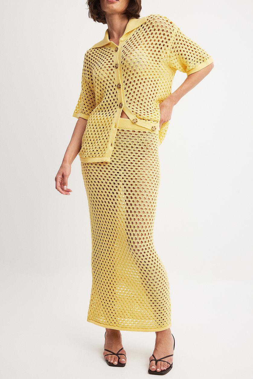 Hole Knitted Maxi Skirt Product Image