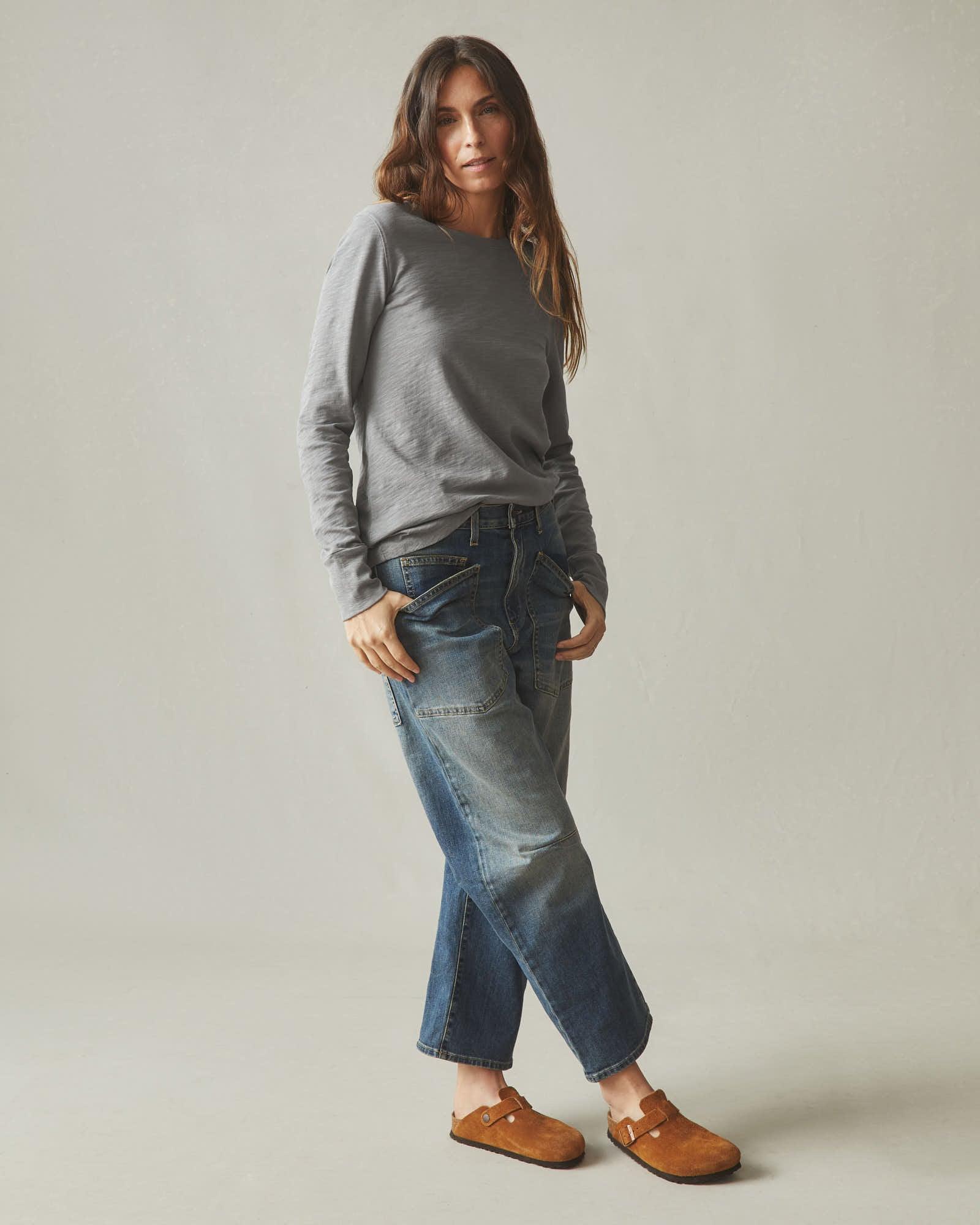 Women's Premium Slub Crew Long Sleeve Tee - Silent Storm Product Image