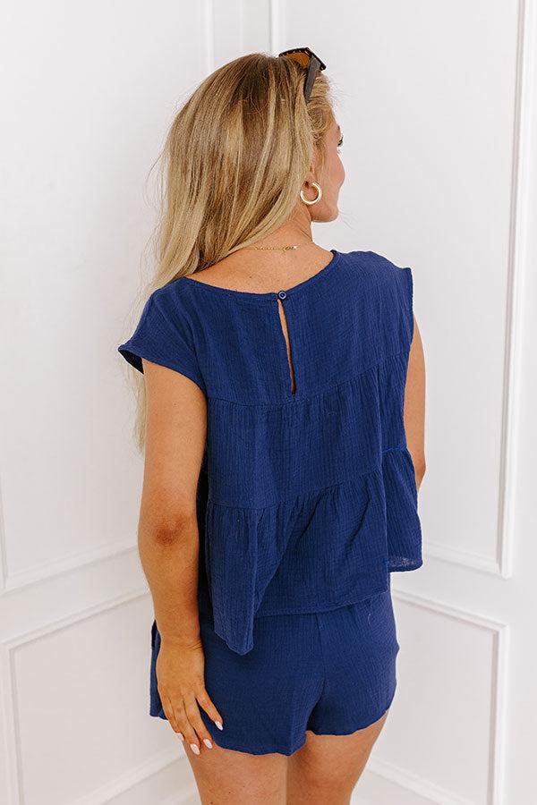 Americana Attire Babydoll Top in Navy Product Image