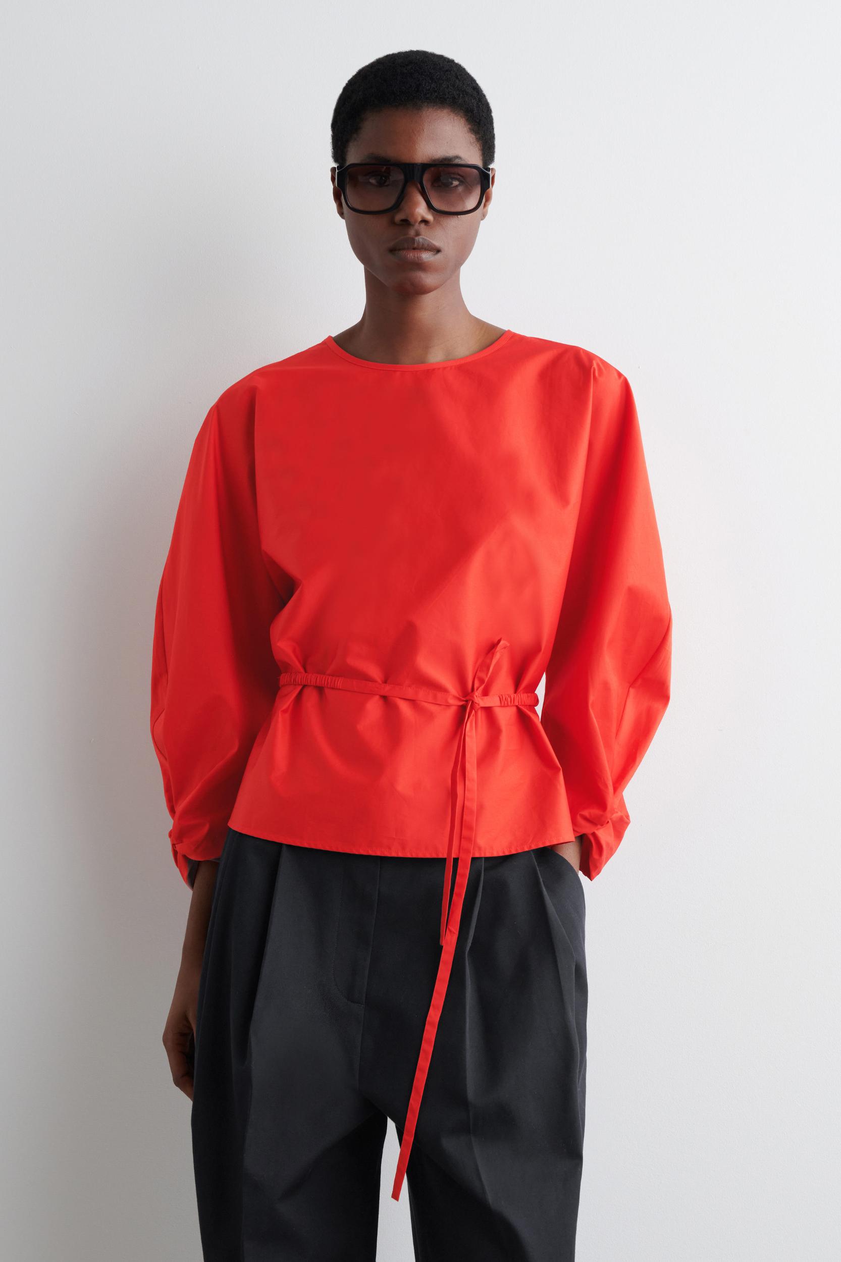 DRAWSTRING PEPLUM BLOUSE Product Image